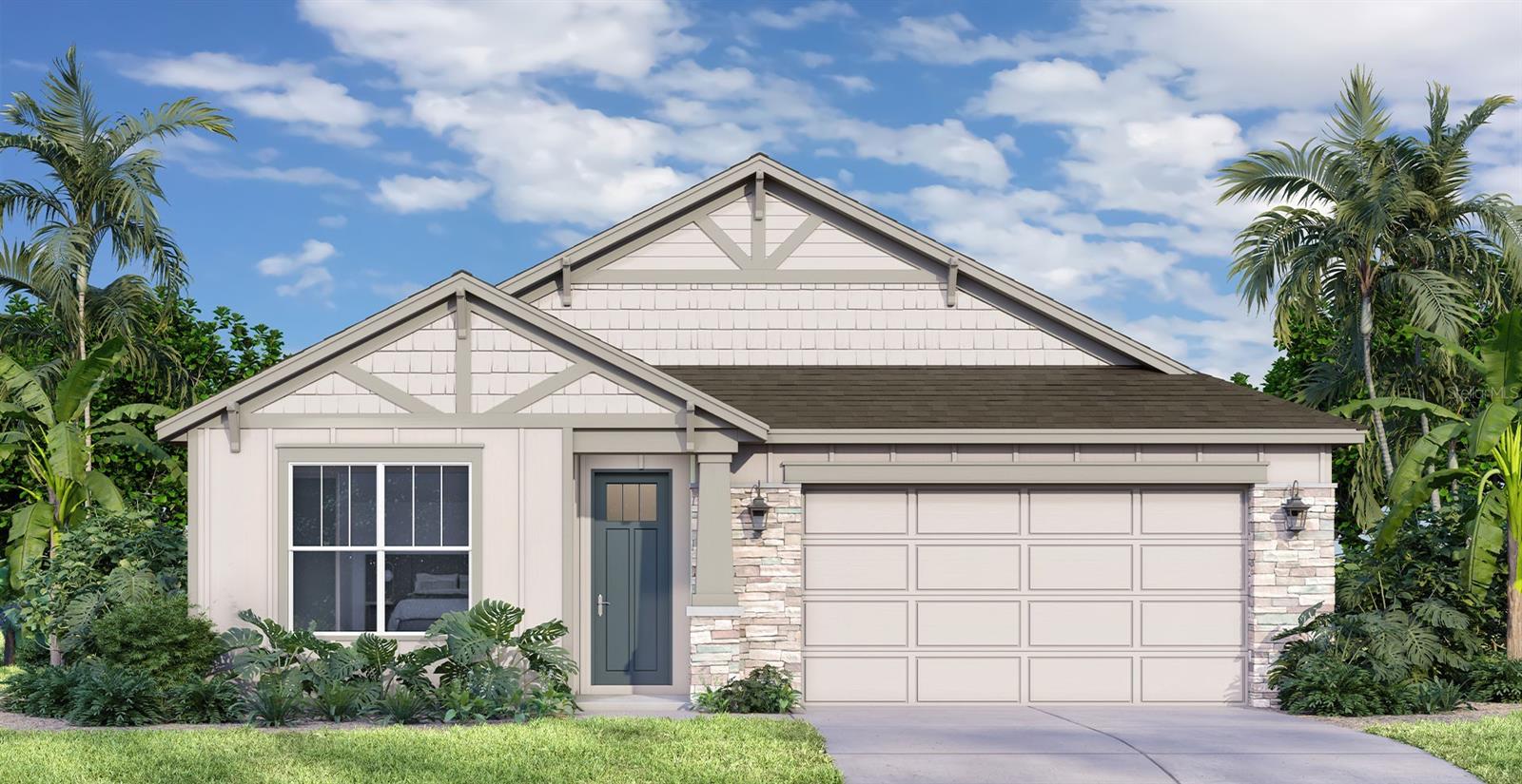 Under Construction. Welcome to this beautifully designed new construction home in the desirable Trailside community. This spacious 4-bedroom, 3-bath residence with a 2-car garage offers modern style, quality finishes, and smart home technology for today's lifestyle. The open-concept floor plan features elegant 12" x 24" ceramic tile flooring throughout the main living areas, quartz countertops, and stylish 42" upper cabinets that provide both beauty and ample storage. The well-appointed kitchen comes complete with a stainless steel refrigerator, range, and microwave, making it move-in ready. Enjoy impressive curb appeal with a brick paver driveway, walkway, and covered lanai, perfect for relaxing or entertaining outdoors. The home also features 8-foot interior doors throughout, along with an 8-foot-tall garage door that enhances both functionality and architectural appeal. Stay connected and secure with a built-in smart home package that includes an IQ smart home panel, Wi-Fi-enabled garage door opener, smart front door lock, and video doorbell. Don't miss the opportunity to own this exceptional new home in the sought-after Trailside community, where contemporary design, premium finishes, and modern convenience come together.
