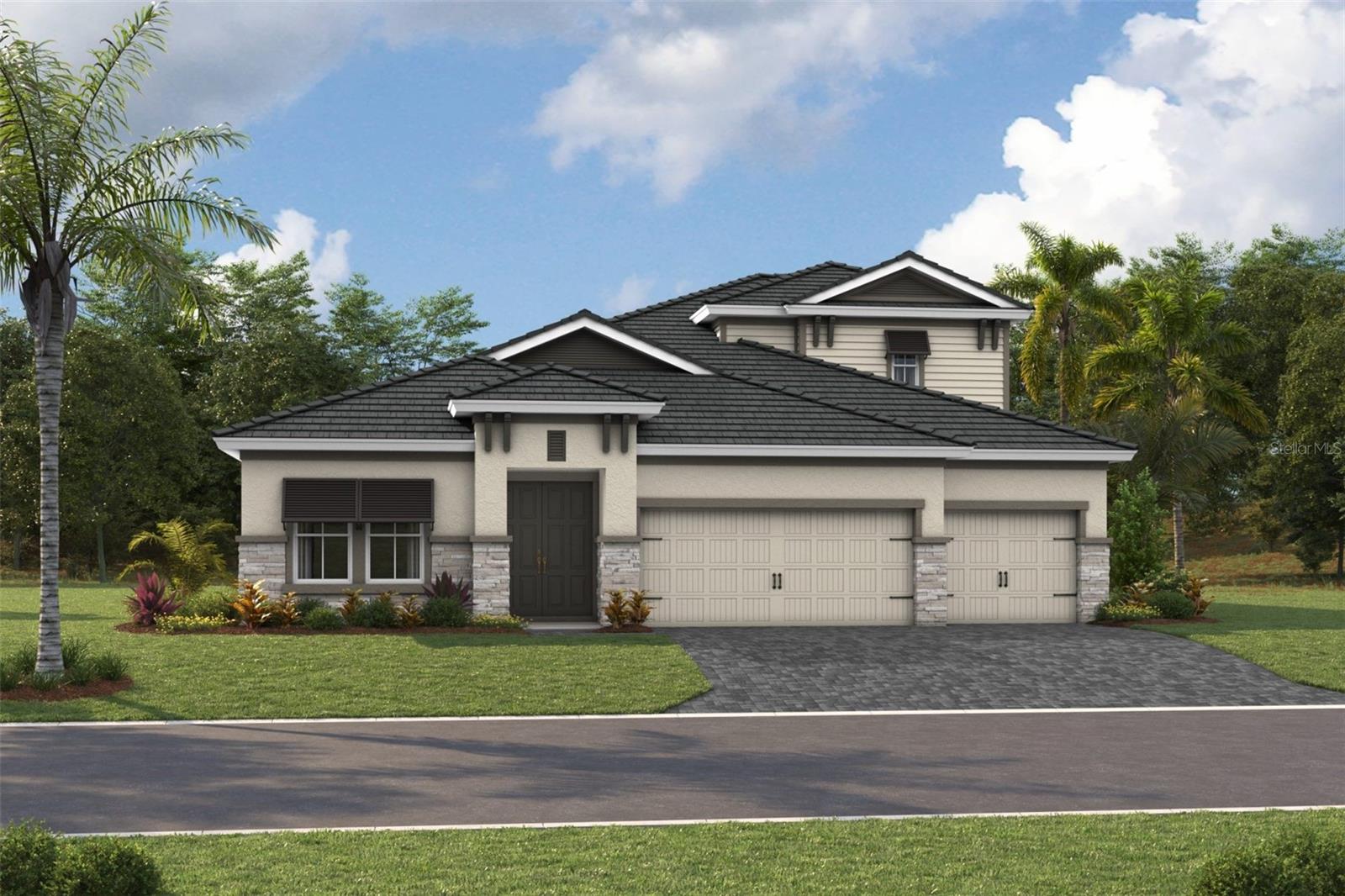 Bayport II
This Bayport II is currently under construction and will be ready Sep/Oct! Designed to make a lasting impression, this home showcases Maddox Maple Latte cabinetry with a rich wood finish, complemented by Frost Whte MSI 3CM quartz countertops and Windsor Honey tile flooring that brings warmth and character throughout the main living areas.

With 3,460 square feet of thoughtfully designed space, the Bayport II delivers a layout that feels expansive yet inviting. The open-concept design seamlessly connects the kitchen, dining, and great room, creating a natural flow that supports both everyday living and entertaining.

Featuring 4 bedrooms, 4.5 bathrooms, and a 3-car garage, this home provides exceptional flexibility for a variety of lifestyles. A dedicated den offers the perfect setting for a home office or quiet retreat, while the downstairs half bath adds convenience for guests. Upstairs, a spacious bonus room and additional bedroom and bathroom create a private area ideal for relaxation or extended living needs.

The covered lanai overlooks a beautiful wetland view, bringing a sense of tranquility and privacy to your outdoor space. Surrounded by nature and designed with comfort in mind, this home blends generous living areas with carefully selected finishes to create a space that feels both refined and effortlessly livable.

Wellen Park is a vibrant and thriving community located in Venice, FL, offering a modern and connected lifestyle. Situated amidst picturesque landscapes and natural beauty, this master-planned community provides an exceptional living experience for residents of all
ages. With an emphasis on outdoor living, Wellen Park provides an extensive network of trails, parks, and green spaces, encouraging an active and healthy lifestyle. Residents can enjoy activities such as walking, jogging, cycling, and picnicking in the beautiful surroundings.
Images shown are for illustrative purposes only and may differ from actual home. Completion date subject to change.