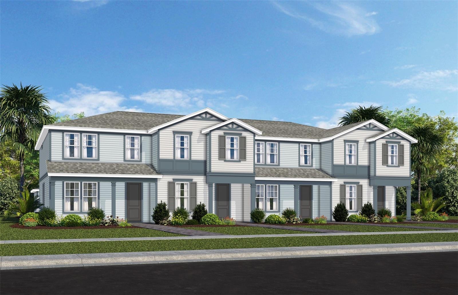 Under Construction. Discover Lakehaven Estates featuring stunning new homes and timeless lakeside style. Experience warm lake breezes and an immersive resident experience. Enjoy resort style amenities and a location on Orlando's western horizon close to area attractions and the burgeoning Wellness Way corridor.
The spacious Trailwood end-unit townhome is a perfect blend of luxury and practicality, featuring 4 bedrooms, 3 bathrooms, a 2-car rear-load garage, and a private courtyard—ideal for both relaxation and entertaining. The open-concept first floor is a true highlight, with an expansive gathering room seamlessly flowing into the beautifully appointed kitchen. This chef-inspired space features Trenton Seaboard cabinetry, stunning quartz countertops, and a decorative tile backsplash. Stainless-steel Whirlpool appliances, including a refrigerator, a sleek stainless-steel single-bowl sink with an upgraded faucet, and pendant lighting pre-wiring, enhance both the functionality and style of the kitchen. Step outside through the gathering room to your private courtyard, an inviting outdoor space perfect for enjoying the fresh air in a tranquil setting. Also located on the first floor is a convenient bedroom and full bathroom, complete with an enclosed shower with a glass door, ensuring comfort and privacy for guests. For ultimate relaxation, the owner's suite is located on the second floor, offering ample natural light, a spacious walk-in closet, and a spa-inspired en suite bathroom. The owner’s bathroom is a serene escape, featuring quartz-topped dual vanity sinks, a frameless glass enclosed shower, a linen closet, and a private enclosed toilet. The second floor also includes two additional bedrooms, a full bathroom, and a laundry room, offering thoughtful separation for privacy and convenience. Wood-look luxury vinyl plank flooring spans the first-floor living areas and bedroom, providing both style and durability, while tile in the laundry room and bathrooms adds a sleek, modern touch. Plush, stain-resistant Shaw carpet completes the upstairs bedrooms, loft, and staircase for added comfort. Experience the luxury and convenience of the popular Trailwood end-unit townhome. Don’t miss your chance to make this stunning home yours!