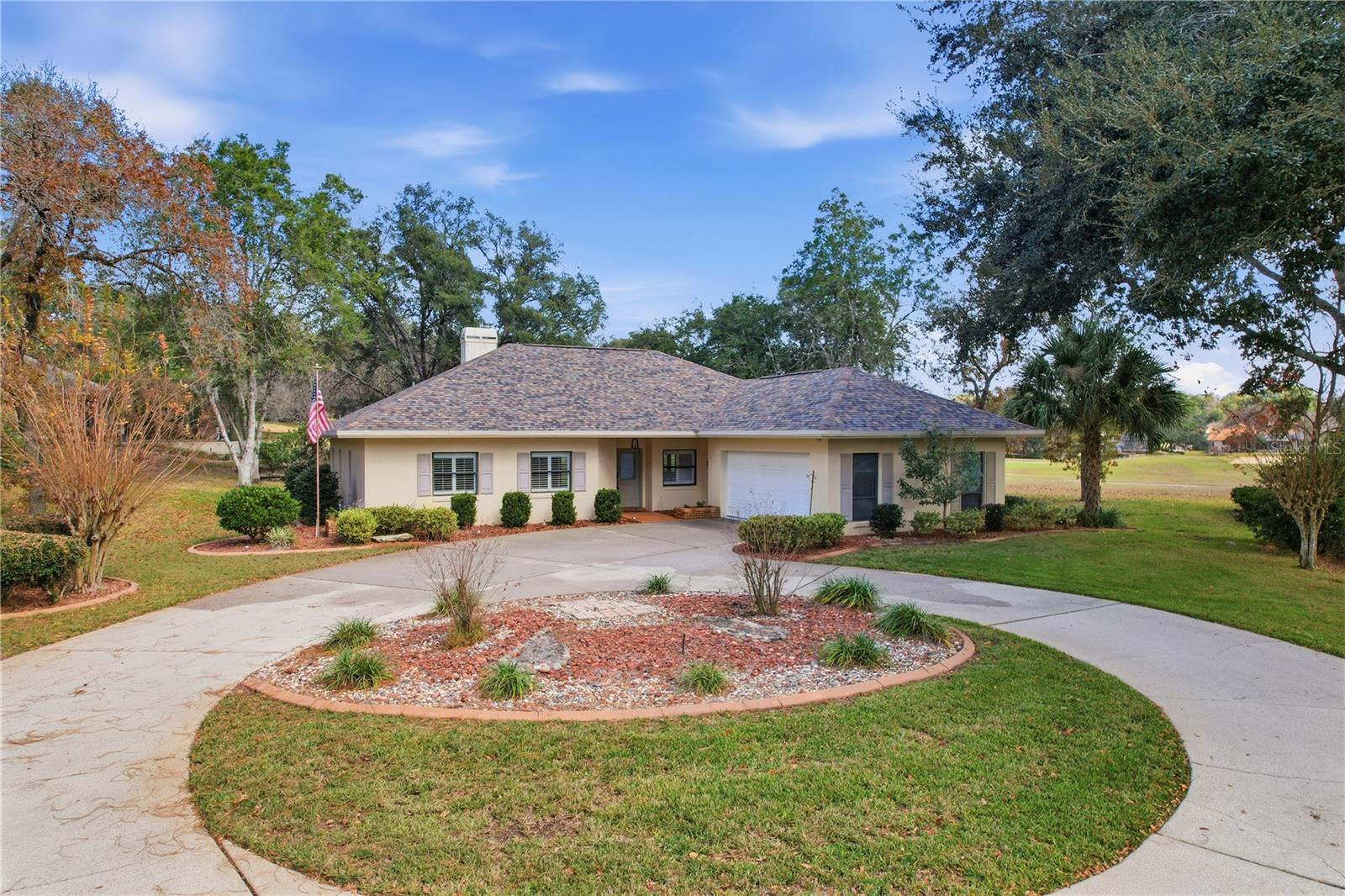 Discover the perfect blend of luxury, privacy, and serenity in this stunning 2,350 sq ft home, nestled within an exclusive gated community of Black Diamond featuring private security and breathtaking, meticulously maintained landscaping throughout the neighborhood. Arrive in style via the elegant circular driveway, leading to this charming residence peacefully situated on a quiet cul-de-sac. Step inside to an inviting open-concept layout that seamlessly connects living, dining, and kitchen areas—ideal for entertaining or relaxed everyday living. The spacious master bedroom offers a private retreat, complemented by two additional bedrooms, and two full bathrooms. Enjoy peace of mind with recent upgrades including a new roof (2024), new hot water heater, and new electrical panel. The true highlight awaits outdoors: a large screened-in back porch providing panoramic views of the lush 11th hole fairway on the prestigious Black Diamond Golf Course. Wake up to stunning golf course vistas right from your backyard—perfect for morning coffee or evening relaxation. This exceptional property combines security, sophistication, and unparalleled golf course views. Don't miss your chance to own a slice of paradise—schedule your private showing today! 2 of the photos have been virtually staged