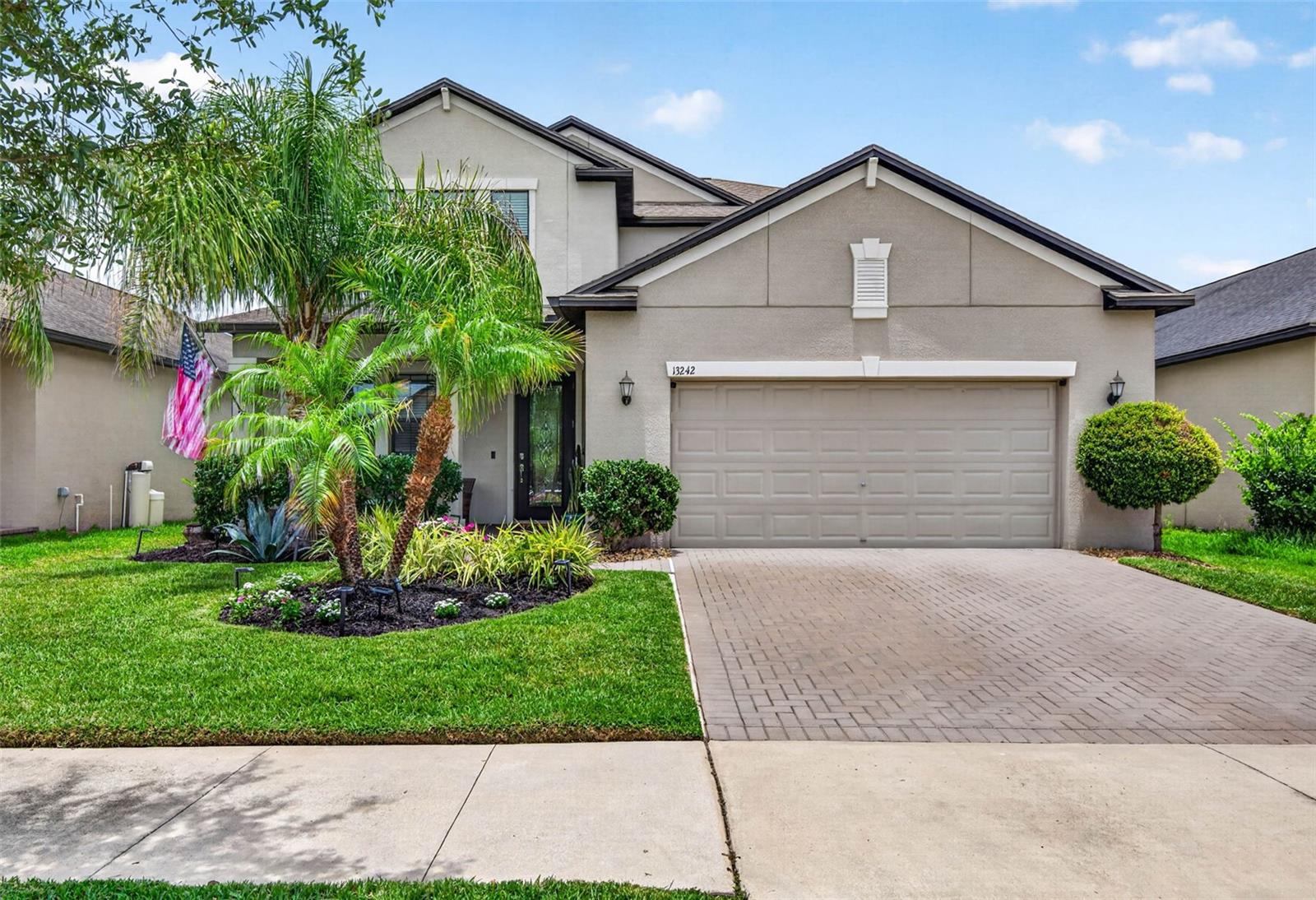 LOCATION***LOCATION***LOCATION***FULLY FENCED BACKYARD***LUXURY MEETS COMFORT HERE***Welcome home to this beautifully appointed 4-bedroom, 3-bathroom home with a 2 car garage, perfectly situated in the desirable Triple Creek community of Riverview. From the moment you step inside, you'll appreciate the thoughtful details that make this home truly special, including decorative chair rail molding, crown molding, custom wall trim, stylish light fixtures, designer tile backsplash and for the practical, a full house water filtration/softening system! Enter this home in to the grand foyer and you see the private office, featuring elegant French glass-pane doors, creates the perfect work-from-home space or quiet retreat or dining area. The flexible floor plan includes a downstairs bedroom and full bathroom, ideal for guests or multi-generational living. You'll also find a convenient laundry room with additional storage cabinets located on the first floor. As a matter of fact, there is no shortage of storage in this home! From the linen closets either in the bathrooms or nearby to the bedroom closets and even a "Harry Potter" style closet underneath the stairs, there is a place for eveything! Designed with entertaining in mind, the spacious great room seamlessly flows into the kitchen/dining area, creating an open and inviting gathering space. Sliding glass doors lead to the covered and screened lanai, where you can relax year-round while overlooking the fully fenced backyard. Just beyond the lanai, an extended paver patio and firepit provide the perfect setting for outdoor entertaining and enjoying Florida evenings under the stars. A decorative staircase and banister lead to the second floor, where an expansive loft offers endless possibilities as a media room, playroom, fitness area, or additional living space. The spacious primary suite serves as a private retreat with an en suite bathroom featuring dual vanities, a relaxing garden tub, separate walk-in shower, and a large walk-in closet. Two additional upstairs bedrooms share a well-appointed bathroom with dual vanities, providing plenty of room for family and guests.
Ceramic tile flooring enhances the main living areas downstairs, while plush carpeting adds comfort to the bedrooms, loft, and staircase.
Conveniently located with access to US-301 and I-75, this home offers the perfect combination of comfort, style, and convenience. Residents of Triple Creek enjoy outstanding resort-style amenities, recreational activities, and community events designed for all ages, making it easy to embrace the Florida lifestyle every day of the year. Schedule your private showing today to see how this home and community lives!