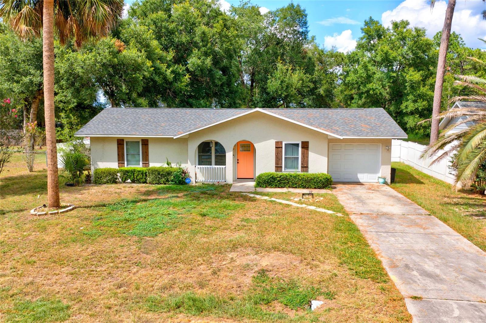 Welcome home to this well-maintained 3-bedroom, 2-bath residence situated on a spacious 0.49-acre lot in the desirable Silver Springs Shores area of Ocala. Offering a peaceful setting with room to spread out, this property features a functional split-bedroom floor plan, comfortable living spaces, and plenty of outdoor space for entertaining, gardening, pets, or future improvements. The southeast front exposure welcomes natural morning light, while the generous backyard offers privacy and endless possibilities. A/C 2024, water heater 2014, roof 2022, garage door 2024. Conveniently located near shopping, dining, medical facilities, schools, parks, and major roadways, this property combines the tranquility of country-style living with easy access to everyday amenities. This move-in-ready property is one you won't want to miss. Schedule your private showing today!