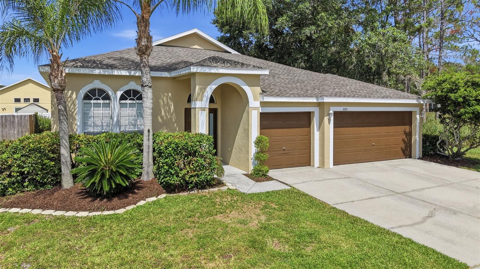 Welcome home to this beautifully updated residence in the highly sought-after Lake Bernadette community! Perfectly positioned on a spacious lot with no neighbor on one side, this home offers added privacy, mature landscaping, and a peaceful setting.

Step inside to discover a bright, open floor plan featuring 10-foot ceilings in the family room, creating an airy and inviting space that's perfect for both everyday living and entertaining. Freshly painted inside and out, the home is truly move-in ready. Major updates provide peace of mind, including a new roof (2024) and A/C system (2022).

The spacious 3-car garage offers plenty of room for vehicles, storage, hobbies, or a golf cart to enjoy the neighborhood's outstanding amenities.

Outside, you'll appreciate the generous yard and tranquil surroundings, with lush green space bordering one side of the property for added privacy.

Living in Lake Bernadette means enjoying resort-style amenities including a championship golf course, clubhouse, community pool, playground, and multiple sport courts—all with a low-maintenance lifestyle in a welcoming community.

Whether you're looking for space, updates, privacy, or exceptional neighborhood amenities, this home checks all the boxes. Schedule your private showing today!