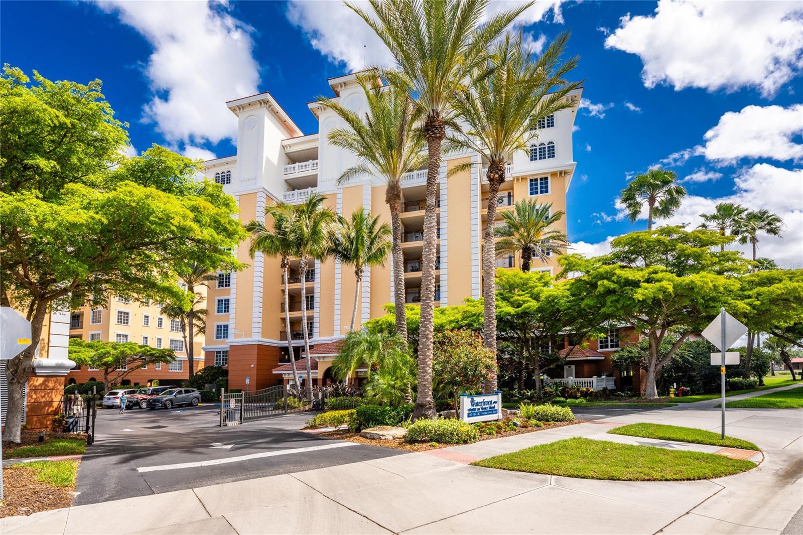 Exceptional waterfront living awaits on Venice Island! Perfectly positioned along the Intracoastal Waterway, this beautifully maintained 2 bedroom, 2 bath condo offers both stunning water views and vibrant downtown charm. Located on the 5th floor, the private balcony showcases sweeping views of the water, while the front entry overlooks the quaint and lively downtown Venice. Just steps from boutique shops, local restaurants, the Venice Theater, and the beach. Enjoy the best of coastal living with easy access to the weekly farmers market and nearby attractions. This light-filled residence features an open floor plan with a flexible den or office space, ideal for remote work or additional guest accommodations. The split-bedroom layout ensures privacy, with a spacious primary suite offering a large walk-in closet, en suite bath with dual features including a walk-in shower and relaxing garden tub. Both bedrooms have beautiful new wood floors. The kitchen is thoughtfully designed with solid wood cabinetry, granite counter tops, upscale appliances, and a convenient breakfast bar perfect for casual dining and entertaining. Additional highlights include an inside laundry room and modern finishes throughout and furnishings included making this a truly move-in-ready opportunity..Community amenities elevate the lifestyle with under-building parking, a gated entrance, pet-friendly policies, hurricane-impact windows, and a private boat and fishing dock. Enjoy the kayak launch, saltwater pool, cabana, and grilling area, or take advantage of direct access to the scenic Intracoastal bicycle path just steps away which takes you under US 41 giving you easy access to historic downtown Venice. Whether you're seeking a full-time residence or a seasonal retreat, this exceptional property offers the perfect blend of comfort, convenience, and coastal beauty.