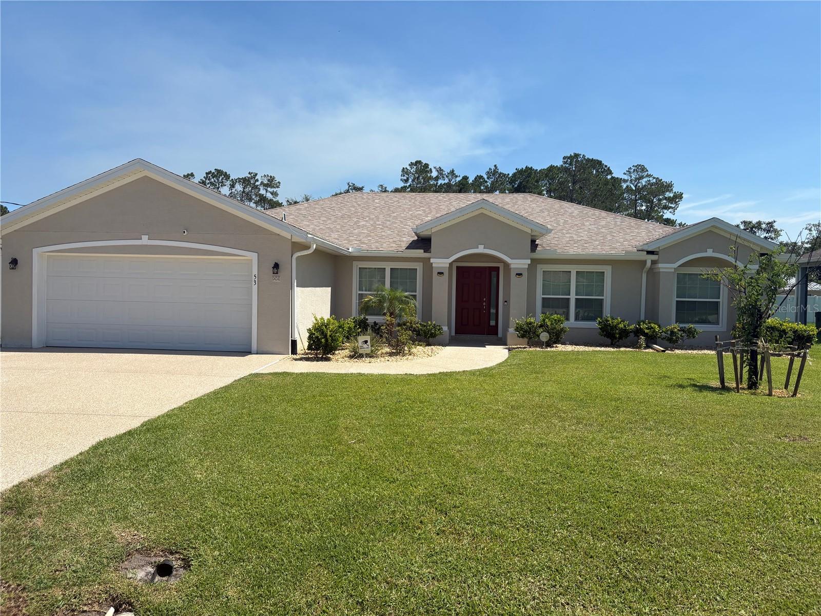 Pride of ownership shows in this 4 yr old house 2209 sq ft home built in 2022. Mint condition. Split-bedroom plan includes four
bedrooms, dining room, and a café area with a pantry niche in a
wall of cabinets. Tile throughout house, bedrooms have wood flooring.  The primary bedroom suite offers two spacious walk-in closets, dual
vanities, and an oversized walk-in shower, which has a built-in bench. Standard size lot
with plenty of space outside for a pool. Block shed on the lot. Driveway, garage, and back patio have epoxy floor.  walkway from driveway to front door is 2ft wider than standard.  Appliances convey along with clothes dryer. Additionally, living room includes a sofa-bed and loveseat
recliner and 2 tables. House comes with external Ring cameras.  Manicured lawn, landscape and sprinkler system.
