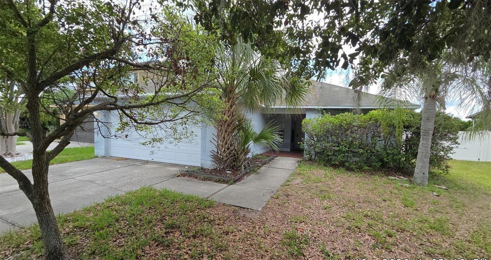 Auction Property. Welcome to your Florida dream home in one of Riverview's most desirable lakeside communities! Tucked away on a quiet cul-de-sac, this spacious 4-bedroom, 2-bath pool home offers the perfect blend of comfort, functionality, and outdoor living. Step inside to soaring vaulted ceilings and a bright, open floor plan featuring a spacious living and dining room combination ideal for both everyday living and entertaining. The eat-in kitchen is the heart of the home, complete with a breakfast bar, ample cabinet and counter space, and an open view of the main living areas, allowing you to stay connected with family and guests. The desirable split-bedroom floor plan provides privacy for the primary suite, which features generous space, a walk-in closet, and a private ensuite bath with dual sink vanity, relaxing garden tub, and separate walk-in shower. Three additional bedrooms offer flexibility for family, guests, or a home office. Enjoy the Florida lifestyle year-round from the screened lanai overlooking your private pool—perfect for outdoor dining, entertaining, or simply unwinding after a long day. Additional features include an inside laundry room and a spacious fenced backyard setting within this sought-after community. Ideally located near the scenic shoreline of Tampa Bay, this home places you just a short drive from outdoor recreation at E.G. Simmons Regional Park, where residents enjoy boating, fishing, kayaking, and exploring Florida's natural beauty. The location offers a wonderful combination of tranquil neighborhood living and everyday convenience, with easy access to I-75 for commuting to the business, dining, and entertainment destinations of Tampa, the arts and waterfront attractions of St. Petersburg, and the renowned Gulf Coast beaches. Shopping, restaurants, schools, and major commuter routes are all nearby, making this an exceptional place to call home. All information recorded in the MLS is intended to be accurate but cannot be guaranteed, buyer advised to verify. Sold As-Is