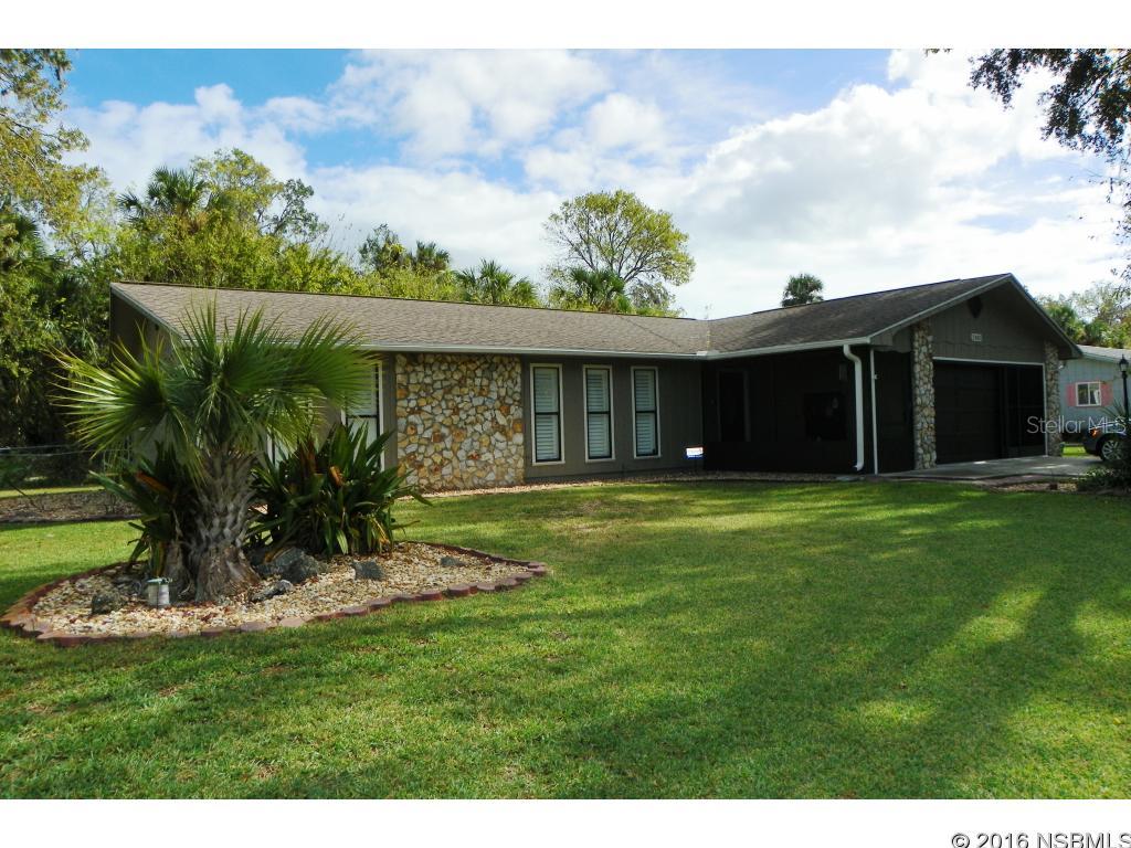 Under contract taking backups. LOOKING FOR THE PERFECT HOME? YOU MAY HAVE JUST FOUND IT!! This LOVELY, Freshly painted "move in ready", 3 bedroom 2 bath home on a triple lot is conveniently located just minutes from restaurants, shopping, banks, library, parks, river, world class fishing, top rated walking and long bike trails, Edgewater paddling trails, boat ramps, highways, and I-95.  Once in the home, youâll walk into a light-filled spacious living and dining area. The bright recently updated kitchen has  stainless steel appliances and granite counter tops.  The home has  wood-look ceramic tiles throughout the kitchen, living room and dining room with crown molding and plantation blinds throughout the home.  Bathrooms have been recently updated.  Newer roof, A/C and garage side door.  The family room/screened patio area is insulated with a roll around A/C unit.  Washer/Dryer hookup is located in the 2-car garage with plenty of additional storage.  This triple lot is beautifully landscaped with river rocks in throughout the flower beds.  Make this lovely home yours. Tomorrow means SOLD! Call today! ;Water: City