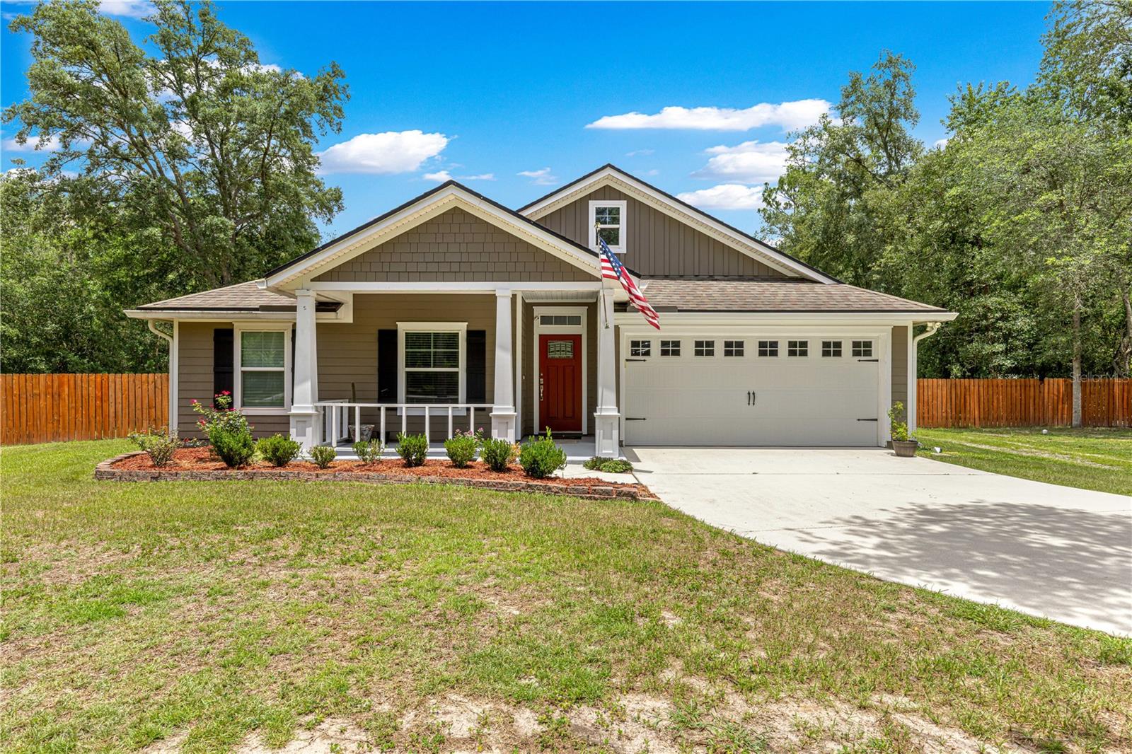 Well-maintained 3/2 home built in 2017, offering a perfect blend of comfort and functionality with no HOA! The interior features lovely earthy tones that enhance the home’s warm and inviting atmosphere. You will appreciate the spacious layout, which includes a dedicated office space, perfect for remote work. The home also boasts a convenient inside laundry room complete with a sink and shelving for more storage, plus a large 2-car garage.

Step outside to enjoy the welcoming front porch, or head to the backyard to entertain on the pool deck. The property is fully fenced for added privacy and pet safety. House is also equpped with a full house Generac Generator so you're never without power.  For your storage needs, this home includes a substantial 20x26 metal building, along with a separate metal shed ideal for lawn equipment, tools, and more. Perfectly situated in a quiet neighborhood, you are just a short distance from local shopping, hospitals, and all essential amenities. This home is truly move-in ready and designed for relaxed living.