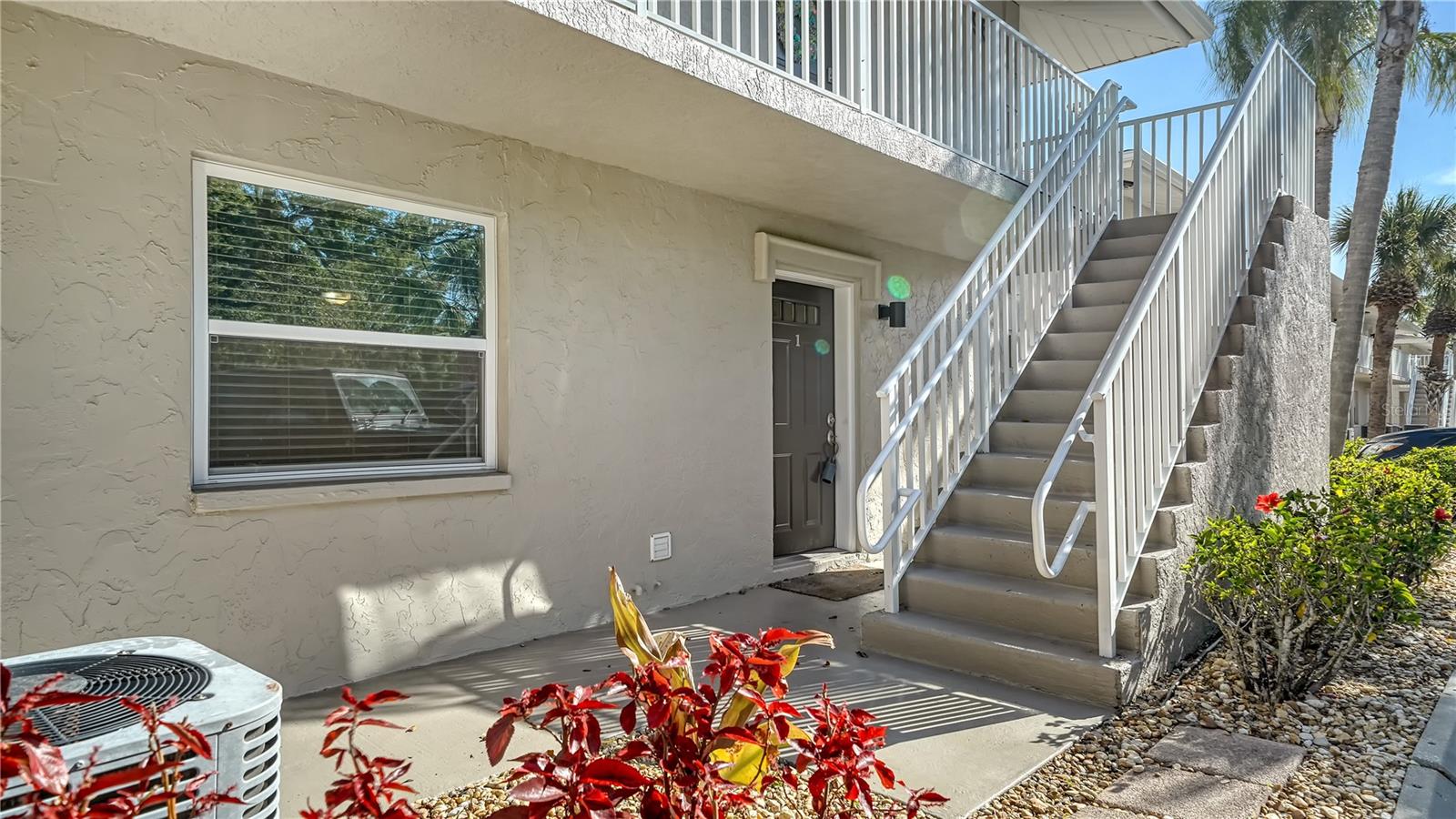 Now is the time for you to purchase this property that is so close to downtown, you could walk. Fine restaurants, the arts, theater, shopping, and the beautiful, award-winning beaches are all minutes away from this community. Legacy Trail is a minute away for biking, running or just meandering on a beautiful day. Or stay in your own gated community and enjoy the acres of park-like setting, swim in one of the two pools (one is heated), exercise in the private gym or just sit in the shade at the clubhouse and read a book. This is one of the best values so convenient to all that the downtown lifestyle. Ed Smith Stadium, home for the Orioles during Spring Training, is just around the corner. Residents have been known to walk to baseball games, it is so close! This two-bedroom, one bath unit is located on the first floor and is an end unit with beautiful views of the park. Stainless Steel appliances and granite countertops accent the solid wood cabinets. Hurricane windows and slider are added protection and security. New railings along the fronts of the buildings have been replaced, the lanais are being replaced and most are completed, and the buildings are scheduled to be painted a new, updated color in 2024 with current style light fixtures to add to the update look. A new gate entry system has been implemented. Improvements continue to be made to increase the value of the property. This area is definitely in the gentrification process with lots of added future value just around the corner. This is the perfect property for personal use or invest in it as a rental. Schedule your appointment today!