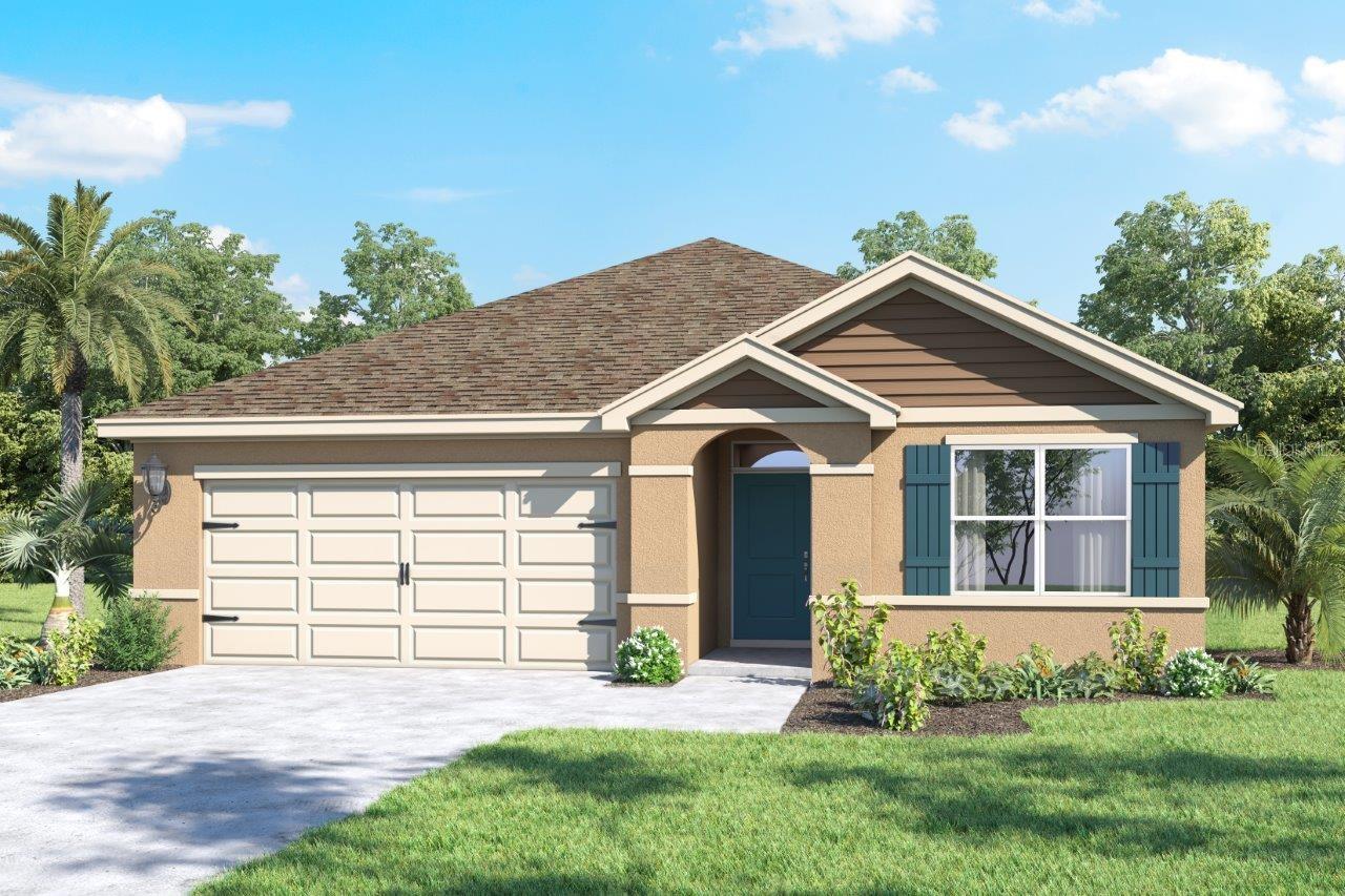 Under Construction. The Aria is one of our one-story floorplans featured in Crosswinds in Haines City, Florida. With multiple exteriors to choose from, the Aria is a popular home.

Inside this 3-bedroom, 2-bathroom home, you’ll find 1,672 square feet of comfortable living. This all-concrete block constructed, one-story layout optimizes living space with an open concept kitchen overlooking the living area, dining room, and covered lanai.

Entertaining is a breeze, as this popular single-family home features a living and dining in the heart of the home, with covered lanai just steps away in your backyard. The spacious kitchen features stainless steel appliances, a convenient island, and walk-in pantry with ample storage.

In every bedroom you’ll have carpeted floors and a closet in each room. Whether these rooms become bedrooms, office spaces, or other bonus rooms, there is sure to be comfort.

The primary bedroom located in the rear of the home has its own attached bathroom that features a walk-in closet and all the space you need to get ready in the morning. Sharing a sink isn’t a worry with the double vanity. Two additional bedrooms share a second bathroom. This home also features a nice laundry room space with privacy doors and a two-car garage for parking or storage.

Like all homes in Crosswinds, the Aria includes smart home technology, which allows you to control your home anytime with your smart device while near or away.

*Photos are of similar model but not that of the exact house. Pictures, photographs, colors, features, and sizes are for illustration purposes only and will vary from the homes as built. Home and community information including pricing, included features, terms, availability, and amenities are subject to change and prior sale at any time without notice or obligation. Please note that no representations or warranties are made regarding school districts or school assignments; you should conduct your own investigation regarding current and future schools and school boundaries.*