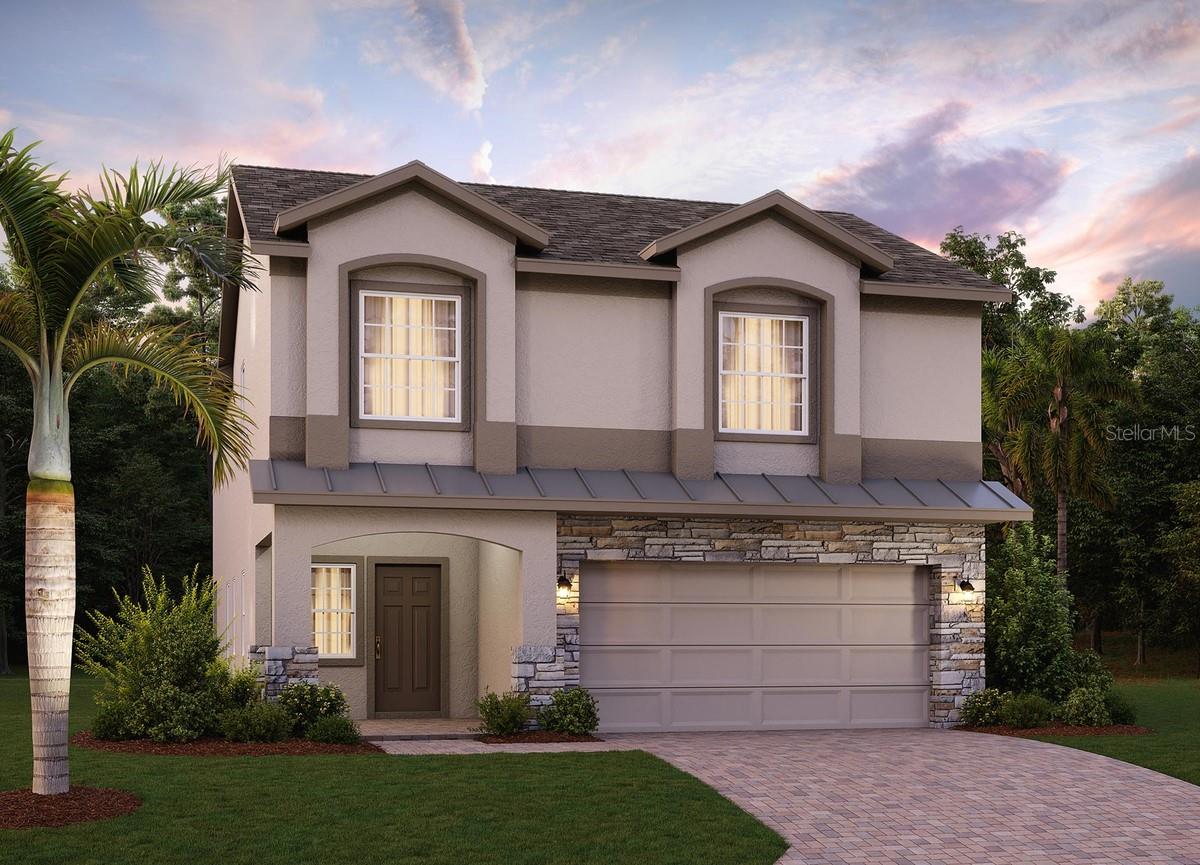 Discover our only Move-In Ready Vero plan with a 3 car-garage that's perfectly situated on a beautiful cul-de-sac homesite! This stunning new 4-bedroom, 2.5-bath home impresses with 9'4" ceilings on the first floor, and elegant plank-style tile flooring throughout the 1st floor main living areas. A private study with French doors offers the ideal work-from-home space, while the spacious Great Room flows seamlessly to a covered rear Lanai—perfect for effortless indoor-outdoor entertaining. The well-appointed kitchen features 42" upper cabinets, stylish quartz countertops, a large center island, and stainless steel appliances including a built-in oven and cooktop. Upstairs, a generous Bonus Room provides flexible gathering space, and the luxurious Primary Suite invites you to unwind with a private sitting room, and spa-inspired ensuite bathroom with dual sinks set in an adult-height vanity, quartz counters, oversized walk-in closet, and glass-enclosed shower with wall tile surround. The beautiful exterior enhances the home’s curb appeal with decorative stone accents, attractive landscaping, and a brick paver driveway and lead walk—creating a warm and welcoming first impression. This exceptional home blends style, comfort, and convenience—an opportunity you don’t want to miss! Enjoy the outstanding amenities at Park View at the Hills including resort-style community pool and cabana, recreation area, and playground. The Florida Turnpike is just under a mile from community and provides easy access to all of Central Florida, including downtown Orlando, the Orlando International Airport, and all the major destinations. Discover the extensive outdoor recreation Minneola has to offer from biking through the city’s rolling hills, fishing, boating, or kayaking in Clermont’s Chain of Lakes, or across the street at the Minneola Athletic Complex that offers fun for the whole family.