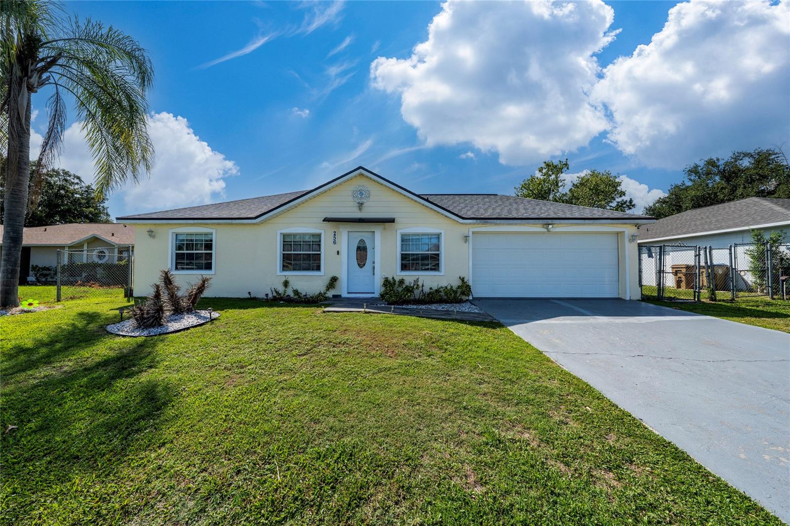 Don't miss this beautifully maintained 4-bedroom, 2-bath,  single-family home in the heart of Poinciana, featuring fully paid-off solar panels—a tremendous value that offers long-term energy savings with no solar loan to assume. Ideally located close distance to shopping, restaurants, the new hospital, and other everyday conveniences, this home offers both comfort and convenience. Recent updates include a new roof (2025), Energy Star low-E windows, a metered sprinkler system. Inside, you'll find tile flooring throughout for easy maintenance, a spacious kitchen with granite countertops, ample cabinetry, and existing appliances (not warranted). The flexible floor plan includes a bonus fourth bedroom, making it ideal for guests, a home office, or a growing family. Step outside to enjoy the spacious enclosed lanay and plenty backyard, perfect for entertaining, gardening, or simply relaxing. Schedule your private showing today! All measurements and room sizes are approximate and should be independently verified by the buyer.