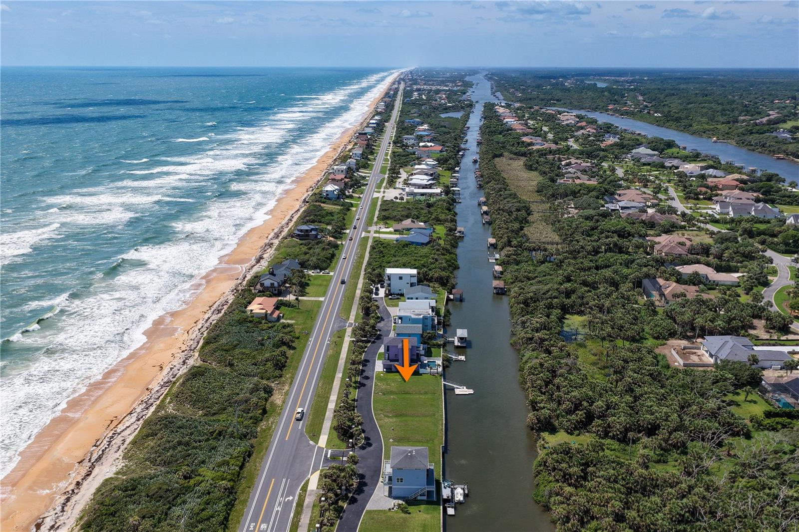 An exceptional opportunity to create the ultimate coastal retreat in what can only be described as a boater’s and beach lover’s dream location. This remarkable homesite offers the rare combination of a floating dock with quick Intracoastal access and deeded beach access just steps away across the street — truly giving you the best of both worlds. Imagine spending your mornings boating Florida’s scenic waterways and your afternoons relaxing on the quiet sands of Flagler Beach. Perfectly situated near the charming downtown area filled with locally loved restaurants, boutique shopping, the fishing pier, weekly farmers markets, and a laid-back coastal vibe, this property delivers the lifestyle so many dream about but few ever find. Conveniently located between St. Augustine and Daytona Beach, with easy access to Jacksonville and Orlando, this is your chance to build a custom waterfront escape in one of Florida’s most desirable coastal settings.
The property boundaries shown here are for illustrative purposes only and may not reflect the exact legal property lines. All property dimensions are approximate and should be independently verified by a surveyor.