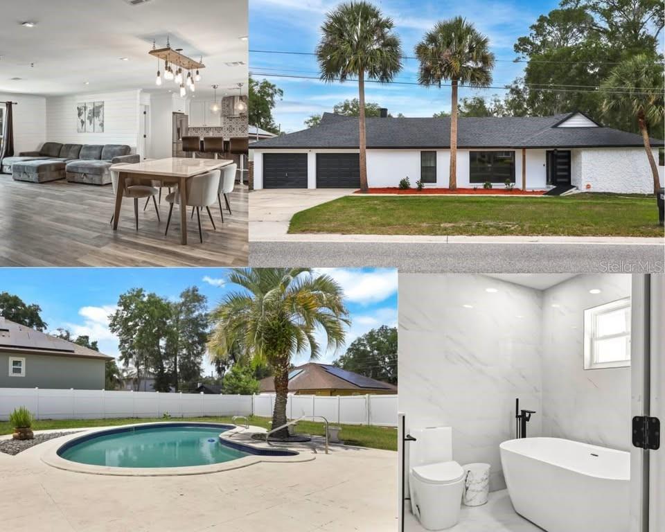 Beautifully updated single-story pool home in Altamonte Springs offering modern elegance and effortless Florida living. This move-in ready residence showcases a crisp white exterior accented by a sleek dark roof, a two-car garage, and charming curb appeal highlighted by mature palm trees and lush landscaping on a spacious lot.
Inside, the bright open-concept floor plan feels warm and inviting with fresh white walls, beautiful vinyl flooring, and thoughtfully selected contemporary finishes. The gourmet kitchen is a standout, featuring white shaker cabinets, elegant quartz countertops, premium stainless steel appliances, a large center island with bar seating, and a striking patterned tile backsplash that adds sophisticated style. Generous living and dining areas flow seamlessly, creating the perfect setting for both relaxed family time and memorable entertaining.
The primary bedroom provides a tranquil retreat with a cozy fireplace, while the additional four bedrooms offer ample space and comfort. Three updated bathrooms display modern fixtures and clean finishes. A spacious laundry room with ample cabinetry and counter space adds everyday convenience.
Outside, discover your private backyard paradise — a true oasis featuring a sparkling inground swimming pool, expansive patio areas, and a large screened lanai ideal for al fresco dining and year-round relaxation. The fully fenced yard, framed by mature landscaping, offers privacy and plenty of room to enjoy Florida’s beautiful sunshine.
Key Features:
•  Single-story pool home
•  5 bedrooms, 3 bathrooms
•  Open concept living
•  Updated gourmet kitchen with island
•  Inground pool + screened lanai
•  Two-car garage
•  Modern finishes throughout
Conveniently located in Altamonte Springs with easy access to shopping at Altamonte Mall and Cranes Roost Park. Just minutes from top-rated schools including Altamonte Elementary, Milwee Middle, and Lyman High. Enjoy quick drives to Winter Park (approx. 15 minutes), major theme parks including Walt Disney World (approx. 30-40 minutes), and all that Central Florida has to offer. (Currently completely wheelchair accessible) 
A wonderful blend of stylish comfort and outdoor enjoyment — schedule your private showing today!