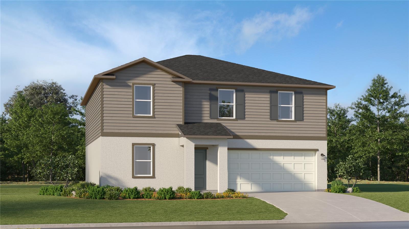 The first floor of this two-story home shares an open layout between the kitchen, dining area and family room for easy entertaining with access to the patio. A secondary bedroom on the first floor can easily be converted to a guest room or home office. Upstairs is a versatile loft that serves as an additional shared living space, along with three secondary bedrooms and a peaceful owner's suite comprised of an en-suite bathroom and a large walk-in closet.