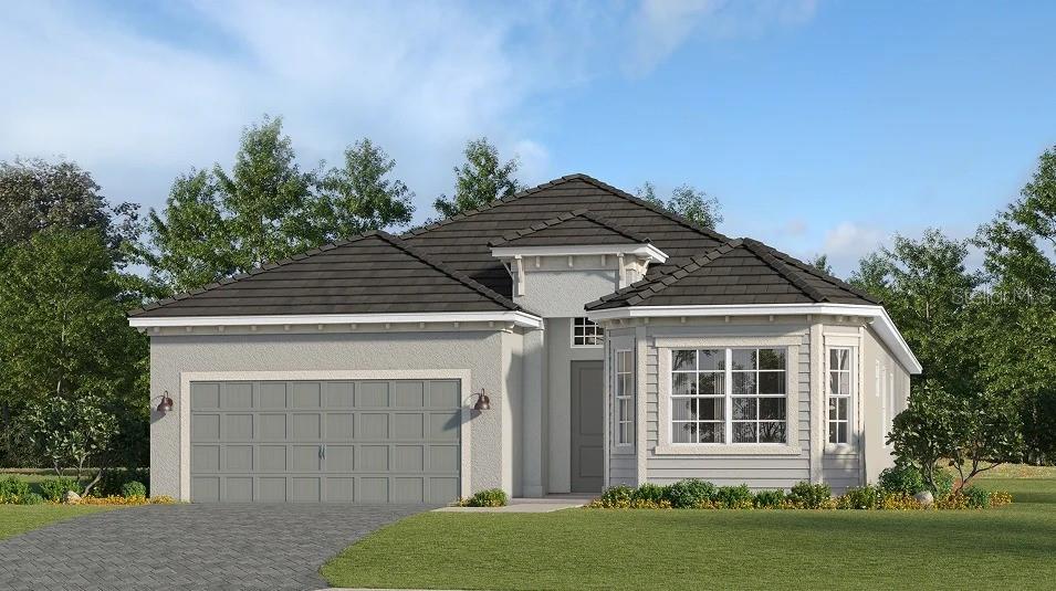 Under Construction. Pool included! Step inside this stunning 2,061 square foot single-story home where modern design and thoughtful details shine. The heart of the home is an open-concept kitchen featuring quartz countertops, a smooth cooktop with vent hood, all-new stainless steel appliances and designer cabinetry—perfect for culinary adventures and entertaining alike. The spacious family and dining rooms flow seamlessly together, leading out to an expansive lanai accessible from both the family room and owner’s suite, offering the ideal space for indoor-outdoor living. A versatile den and secondary bedroom at the front of the home provide flexibility for work or guests. Luxurious bathrooms showcase quartz vanity countertops, designer fixtures and EPA WaterSense® certified showerheads. Smart home features like a Ring Video Doorbell Pro, Honeywell Home T6 Pro Wifi thermostat and a keyless garage entry pad add convenience and peace of mind. With a hurricane-rated two-car garage, quality concrete block construction and stylish finishes throughout, this home is packed with everything today’s buyers are looking for—don’t miss your chance to make it yours! Prices, dimensions and features may vary and are subject to change. Photos are for illustrative purposes only. Estimated delivery date Sept/Oct 2026.
