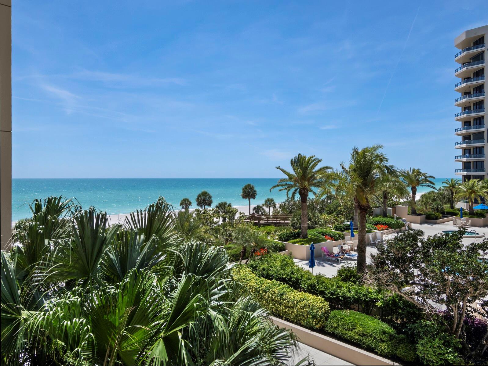 One or more photo(s) has been virtually staged. Experience beachfront living at its finest at The Promenade on Longboat Key. This beautifully positioned residence showcases sweeping Gulf Views expansive terraces, and a seamless connection between indoor and outdoor living. Floor-to-ceiling windows fill the home with natural light while framing spectacular sunsets, pristine beaches and lush tropical surroundings. Thoughtfully designed with custom woodwork and an open , flowing layout, the residence offers exceptional comfort and flexibility. The kitchen enjoys water views and a unique connection to celebrated culinary icon, Marcella Hazan. Often called "the godmother of Italian cuisine', her award-winning documentary premiered at the Sarasota Film Festival! Residents enjoy resort-style amenities including concierge services, a staffed gatehouse, over-sized heated pool and spa, tennis courts, men's & women's fitness facilities, the Sunset and Sunrise club rooms, beachside gathering areas and direct access to the Gulf. Ideally located on the coveted south end of Longboat Key, The Promenade offers convenient access to St Armands Circle, downtown Sarasota , premier golf, dining, shopping, arts and cultural attractions. A rare opportunity to enjoy an exceptional beachfront lifestyle in one of Longboat's most sought after communities.