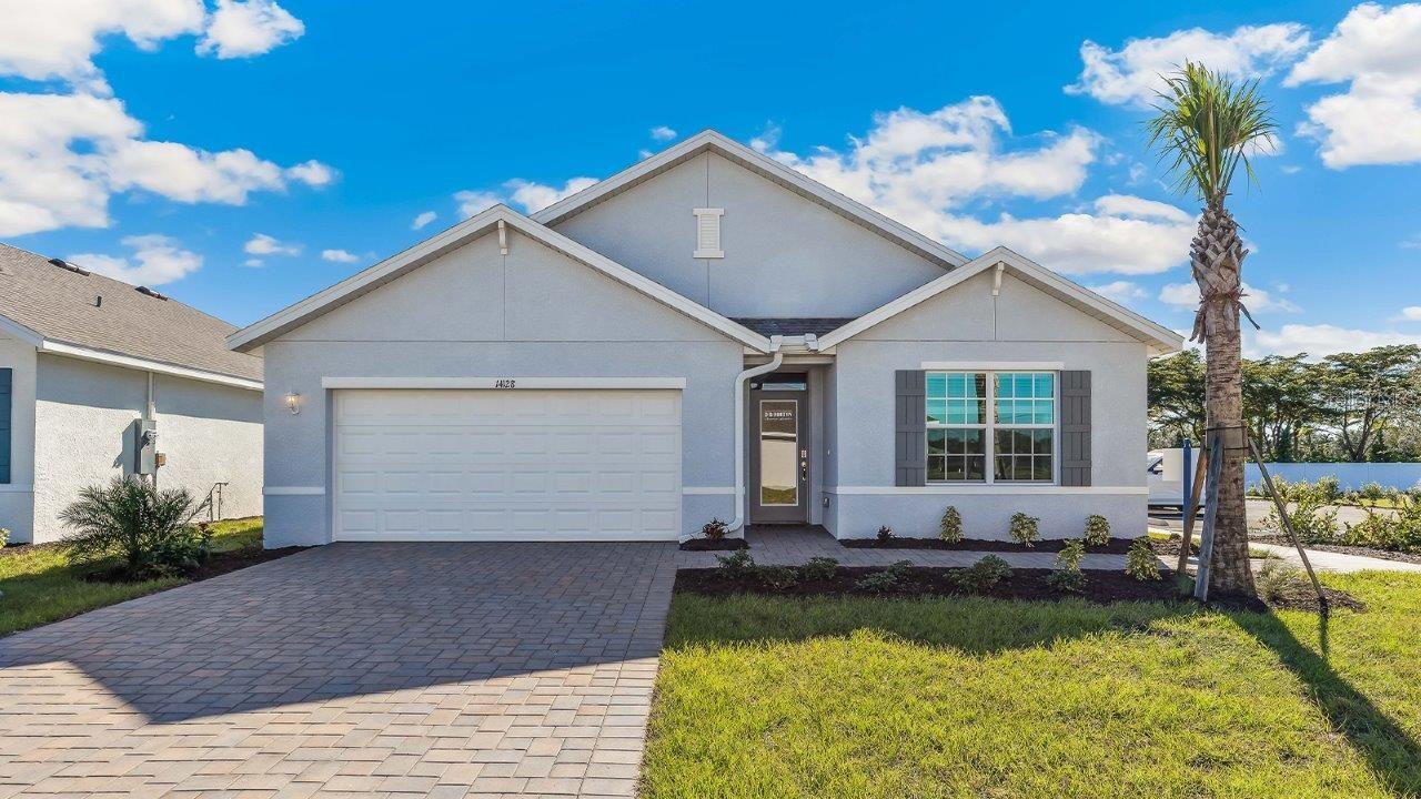 The Cali floorplan at Burnt Store Village is a 1,828 square foot home with 4 bedrooms, 2 bathrooms, and a two-car garage. As one of our most popular floorplans, this one-story home features an open-concept design to enhance the modern feel of this home.

The well-appointed kitchen includes a large island perfect for bar-style eating or entertaining, a walk-in pantry, quartz countertops, and plenty of cabinets to offer ample storage space. The dining room and living room both overlook the covered lanai, which is a great area for relaxing and enjoying the Florida weather.
The large primary bedroom located at the back of the home for privacy, can comfortably fit a king-size bed, and includes an en suite bathroom with double vanity, spacious walk-in closet, and separate linen closet. Three other bedrooms share a second bathroom with the fourth bedroom located away so that it can be used as a den, flex space, or bedroom. The two-car garage connects to the front hallway where the laundry room and an extra storage closet are also located.