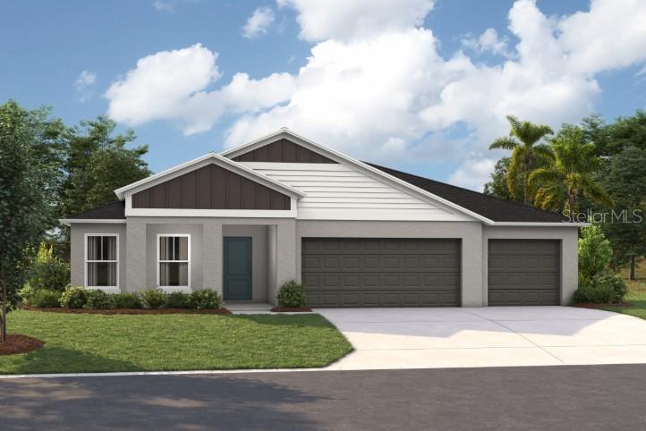 Under Construction. Jazmin 
BELOW MARKET INTEREST RATES with use of Seller's Preferred Lender.
Discover the Jazmin, a stunning single-story home with 4 to 5 bedrooms, 3 bathrooms and 3-car tandem garage. Modern design meets family-friendly living in this impressive floor plan. Inside, the open concept living space flows effortlessly out to the covered lanai, and the den can easily serve as a 5th bedroom or home office. The kitchen is a true showstopper, featuring 42” upper cabinets, quartz countertops, stainless-steel appliances, and a large pantry for abundant storage. The owner's suite is a luxurious retreat complete with a walk-in shower featuring floor to ceiling tile, double vanity, and an oversized walk-in closet. With a smart thermostat with voice control, a spacious laundry room, and a flexible bonus room, the Jazmin brings both convenience and style to everyday living. The bold elevation and beautiful landscaping add captivating curb appeal. 
Just outside your door, life at Pasadena Landing in Wesley Chapel puts you close to local favorites like KRATE at The Grove and The Grove at Wesley Chapel, with community amenities including a pool, dog park, and tot lot—and all without CDD fees. 
Images shown are for illustrative purposes only and may differ from actual home. Completion date subject to change.
Contact or make an appointment for more details on interest rates.