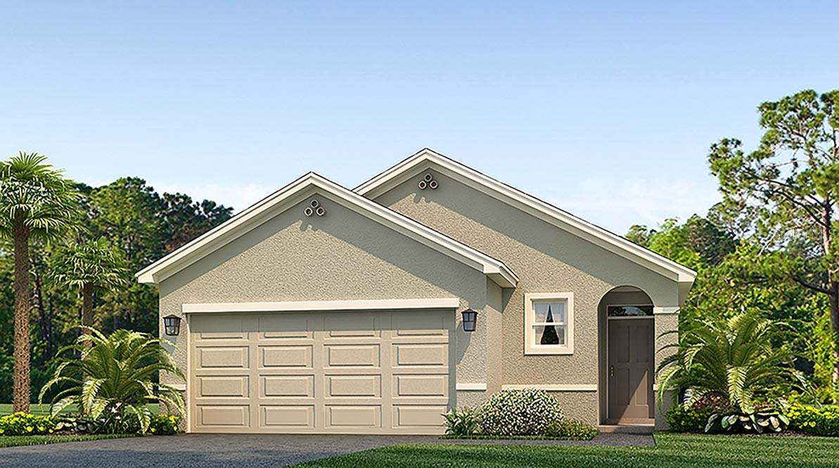 Under Construction. This all concrete block constructed, one-story layout optimizes living space with an open concept kitchen situated between the living area and dining room. The kitchen, which overlooks the living area and covered lanai, comes with all appliances, including refrigerator, built-in dishwasher, electric range, and microwave. The Bedroom 1, located at the back of the home for privacy, houses Bathroom 1. Two additional bedrooms share a second bathroom. The laundry room comes equipped with included washer and dryer. Pictures, photographs, colors, features, and sizes are for illustration purposes only and will vary from the homes as built. Home and community information including pricing, included features, terms, availability and amenities are subject to change and prior sale at any time without notice or obligation.