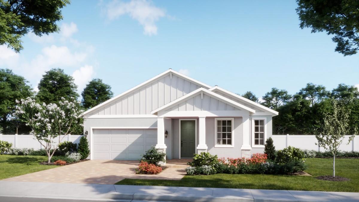 Under Construction. Welcome home to one of our only quick delivery Elm plans situated on a beautifully elevated homesite providing lovely views of green space! This thoughtfully designed new home, with 9'4" ceilings, features a welcoming front porch and an open-concept layout with 4 bedrooms, 3 baths, and a 2-car garage. The spacious Great Room flows seamlessly to a rear covered Lanai, creating the perfect setting for entertaining and outdoor living. Stylish tile flooring highlights the main living areas, complemented by window blinds throughout. The well-appointed kitchen shines with 42" upper cabinets with crown molding, quartz countertops, a sleek tile backsplash, stainless steel appliances, a center island, and a convenient pantry closet. The private Primary suite offers a relaxing retreat with an ensuite bath featuring an adult-height dual-sink vanity, stylish quartz countertops, a large walk-in closet, and a luxurious tiled shower. Completing the home is attractive landscaping, along with a brick paver driveway and lead walk for impressive curb appeal. Outstanding amenities include covered Playground and walking trails featuring outdoor exercise equipment, with future amenities to include pool and cabana. Oakview is conveniently located just 1 mile from SR 429 for easy commuting, and only 11 miles from Wekiva Springs State Park and 12 minutes from Lake Apopka. Additionally, the Community is close to the upcoming new Wyld Oaks development featuring a 3 acre medical campus and extensive retail spaces.