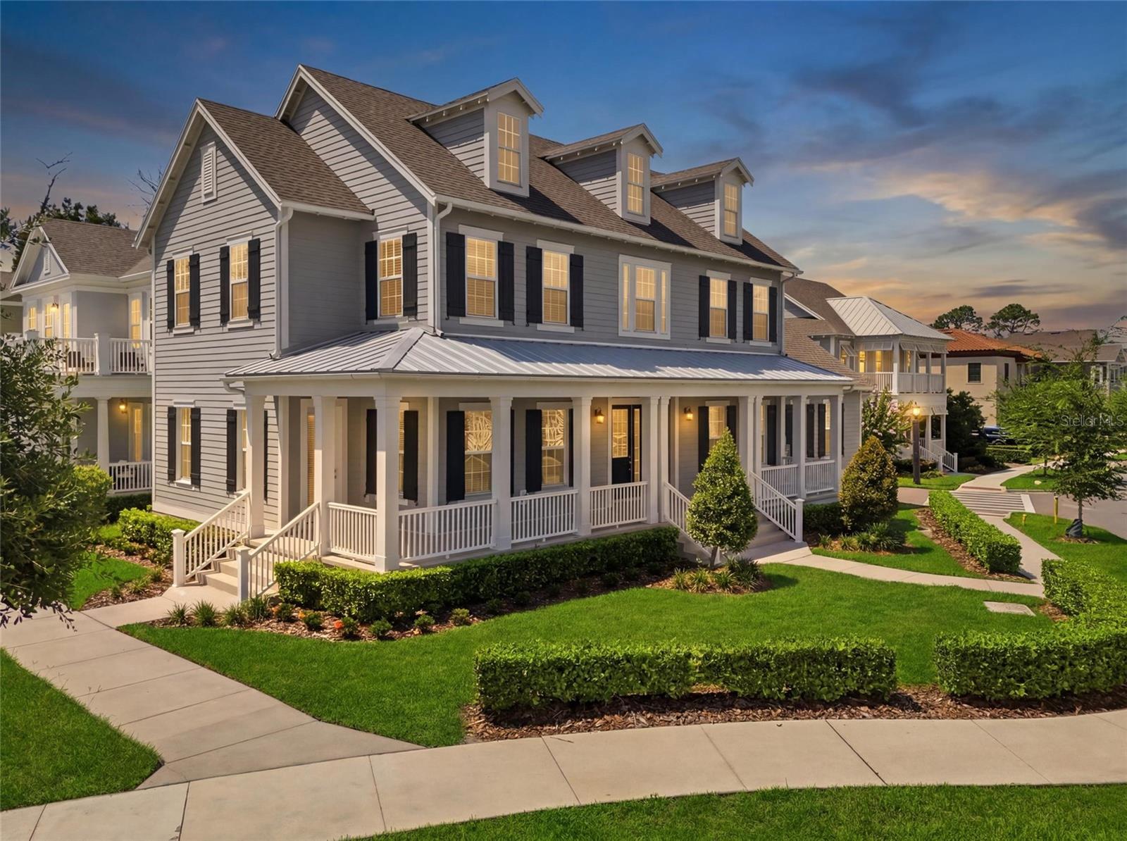 Welcome to one of the most exceptional homes in Island Village at Celebration, FL. Located in Phase One (the closest area to downtown Island Village). This spectacular Hilton Head model by Mattamy Homes sits on one of the community’s premium waterfront home-sites and offers approximately 2,800  square feet of beautifully designed living space, nearly 4,100 total square feet, 4  Bedrooms, one Flex Room, 2.5 Bathrooms, and an impressive collection of luxury builder and owner upgrades. From the moment you arrive, you’ll appreciate the oversized premium lot, breathtaking water views, and outstanding curb appeal. Inside, the thoughtfully designed open floor plan is filled with natural light and showcases wide-plank wood flooring throughout with no carpet, soaring 8-foot interior doors, a tray ceiling in the owner’s suite, elegant iron stair balusters, upgraded baseboards, custom window treatments, and designer finishes throughout.
The gourmet chef’s kitchen is the heart of the home, featuring premium cabinetry with crown molding, quartz countertops, a farmhouse sink, built-in refrigerator enclosure, double ovens, designer gold hardware, upgraded lighting, and an expansive island that seamlessly connects to the spacious great room, perfect for entertaining. The first floor Flex Room with French doors provides the ideal home office, study, or playroom. Upstairs, the luxurious owner’s suite offers a spa-inspired bath with upgraded cabinetry, matte elegant fixtures, an upgraded shower enclosure, and generous closet space. Designed for today’s lifestyle, this home also includes an Oversized 2 -car garage,  epoxy flooring and additional storage, an electric vehicle charging outlet, sound insulation between interior walls, pre-plumbing for a future outdoor kitchen, media wiring , additional electrical upgrades, seamless gutters, and countless thoughtful enhancements selected during construction.
Step outside to enjoy tranquil water views and the privacy of one of Celebration’s most desirable homesites. Whether you’re enjoying your morning coffee or entertaining family and friends, the outdoor living space provides the perfect Florida lifestyle.
Located in the award-winning community of Celebration, residents enjoy resort-style amenities, scenic walking and biking trails, community pools, parks, playgrounds, fitness facilities, and convenient access to Disney, major highways, shopping, dining, and Orlando’s world-class attractions. This is more than a home, “it’s one of Island Village’s finest opportunities”. Luxury, location, and lifestyle come together in this truly remarkable residence. Call today to schedule a private tour.