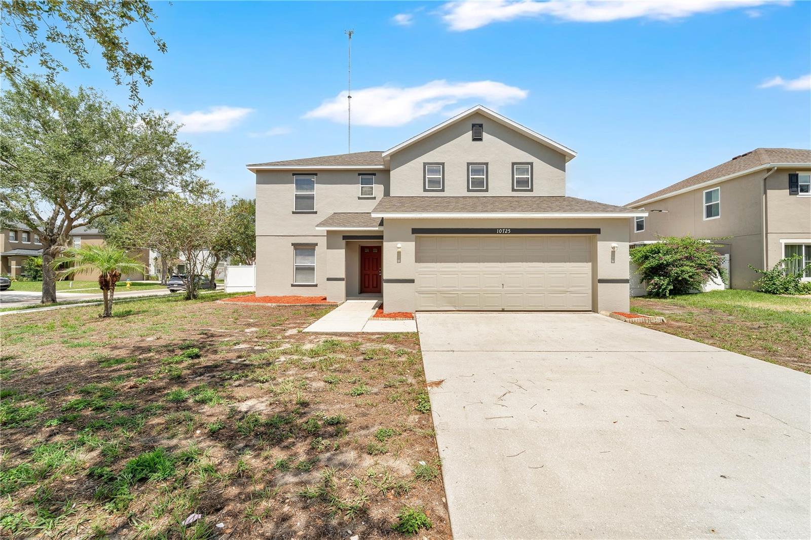 Up to $15,508 in seller credits toward closing costs, prepaids, or an interest rate buydown. Move-in ready 4-bedroom, 2.5-bath two-story on a fenced corner lot in Riverview's Boyette Creek, featuring a NEW ROOF (2026), NEW A/C (2026), and fresh interior and exterior paint. Low $288/year HOA and no CDD. Inside, an open layout offers separate living and dining rooms, soaring ceilings, and tile and laminate flooring through the main living areas, with a spacious family room open to the kitchen. The kitchen provides generous cabinet and counter space, a pantry, and a dining nook overlooking the backyard, plus a new cooktop, new dishwasher, and new garbage disposal. Upstairs, all four bedrooms include a primary suite with a walk-in closet and a fully updated en suite featuring a new dual-sink vanity topped with granite countertops. A flexible bonus bedroom makes an ideal home office, playroom, or media room, and a secondary full bath serves the additional bedrooms. Fresh carpet in the bedrooms, new blinds, and updated lighting complete the refresh. Out back, a screened rear porch overlooks the fully fenced yard. Zoned for Boyette Springs Elementary, Barrington Middle, and Newsome High, and just minutes to shopping, dining, and major commuter routes. Buyer credit available with use of Seller's preferred lender. Schedule your showing today.