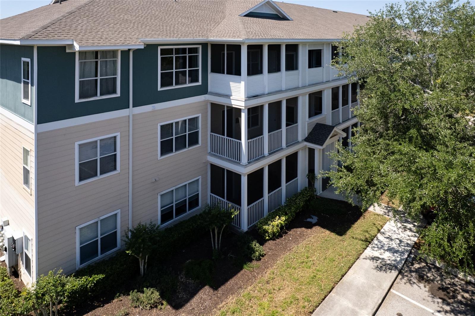 The Palms of Cortez is a luxury Condominium community that is perfectly situated, close to both Bradenton and Anna Maria Isalnd. This second-floor unit has a large screen lanai, lots of windows and natural light (and a whole wall mirror to reflect even more light!). There are 2 generously sized rooms and 2 bathrooms with nice soaking tubs. The kitchen has wood cabinets and dark laminate counters. There is Laundry Room in the unit for your absolute convenience. This is a fantastic opportunity to own in complex full of fun and activity - clubhouse, pool, tennis, playground - you'll meet new friends and never be bored!