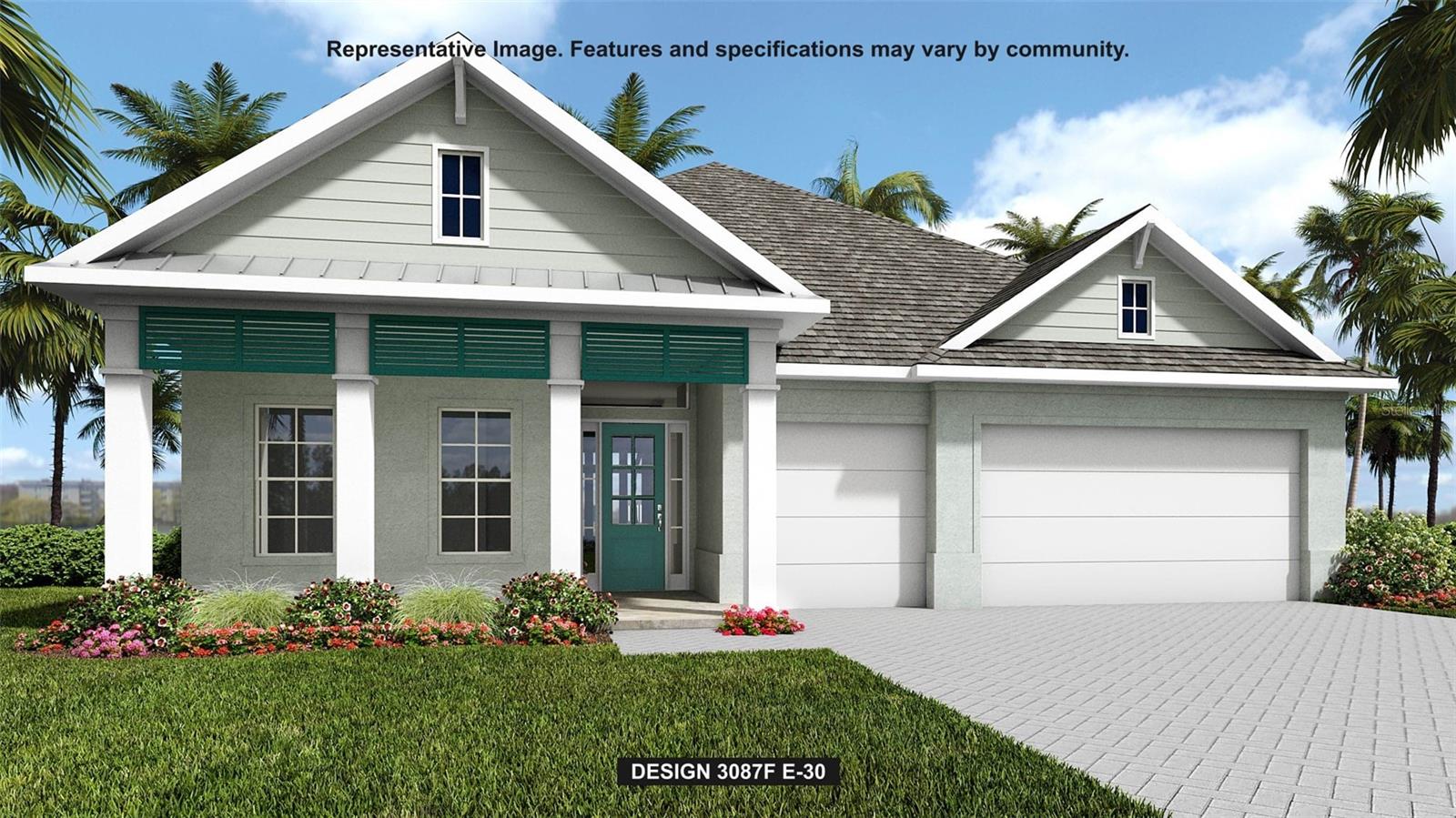 Under Construction. A welcoming front porch opens into the homes extended entryway. Two secondary bedrooms are off the main hallway and feature walk-in closets and share a Hollywood bathroom and linen closet. The family room is at the center of the home and boasts sliding glass doors. A bonus flex room with a wall of windows is adjacent to the family room. The kitchen boasts a large island with built-in seating, a 5-burner gas cooktop, and a walk-in pantry. The dining area is embraced by a corner of windows and allows access to the covered lanai. The primary bedroom boasts a large window overlooking the backyard. The primary bathroom offers dual vanities, a freestanding tub, large glass enclosed shower, and two walk-in closets. A secluded guest suite with a full bathroom is located off the main hallway. The laundry room is centrally located by the drop zone and three-car garage.