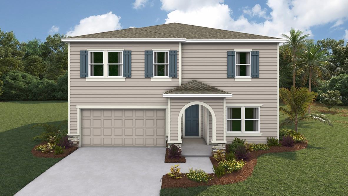 Virtually Staged. Under Construction. This spacious two-story floorplan includes a large open concept kitchen overlooking the great room and dining area that leads to a covered lanai. The first floor also provides a flex room upon entering the home, as well as a spacious guest bedroom and full bathroom. Upstairs there is a large bonus room, great for work or for play, as well as the Bedroom 1 with Bathroom 1, three additional bedrooms, a third full bathroom, and a well-appointed laundry room. This home comes with installed stainless-steel dishwasher, electric range, and microwave. Pictures, photographs, colors, features, and sizes are for illustration purposes only and will vary from the homes as built. Home and community information including pricing, included features, terms, availability, and amenities are subject to change and prior sale at any time without notice or obligation. CRC057592.