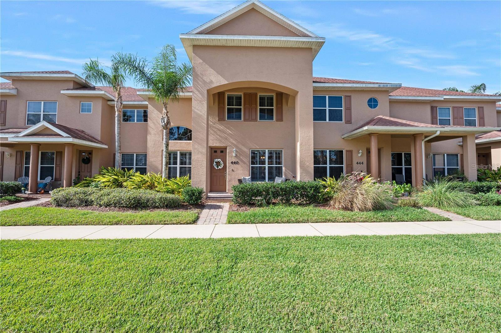 Resort-style living in Venetian Bay – one of New Smyrna Beach's most desirable neighborhoods with amenities including: an 18-hole golf course, resort-style pools, luxury spa, gym, restaurant, children's daycare, deli, neighborhood convenience store, ice cream shop, and miles of tree-lined sidewalks. Venetian Bay is situated near I-95 for ease of travel but still just a short drive to the beach, restaurants and nightlife. Owners enjoy hands-free exterior maintenance here in the Parkside subdivision and are just steps to the lakefront community pool. Pull directly into your move in ready townhome through your private paver driveway and two-car garage. There's parking comfortably for four, with additional parking along Romea Circle. Pride of ownership is apparent from the moment you enter the absolutely SPOTLESS 440 N Airport Rd, with all major systems updated and maintained. Inside laundry, volume ceilings, large ensuite bedrooms, and a functional, open floor plan make this home the obvious choice for someone looking for a TRUE move-in ready, well-maintained and well-priced property. With its East and West exposure, this home captures natural light throughout the day and is equipped with plantation shutters throughout to give it that extra ounce of elegance. The kitchen is large in size with quality stainless steel appliances, plenty of counter and seating space, offers a full-sized pantry and opens up to the dining, living and family rooms - perfect for entertaining guests. Both bedrooms are located upstairs, each with its own designated full bathroom with the third (half bath) located downstairs adjacent the laundry and family rooms. The primary bedroom is East-facing, ample in size and has an oversized walk-in closet, easily enough space for two, located in the primary bathroom. Through its set of double doors is a bridge-style overlook to the main living room downstairs. This home is equipped with a Nest digital thermostat and 1-year old Samsung washer/dryer that will convey to the new owner. Some furnishings are negotiable. This property sustained no hurricane damage and is not located in a designated flood zone. All information and room sizes are intended to be accurate but cannot be guaranteed. ;Water: City