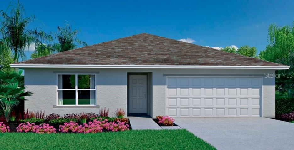 Under Construction. The PALMETTO model has 3 bedrooms, 2 baths and 2 car garage. The split plan of the Palmetto ensures a welcoming master suite with ample privacy from the other two bedrooms. The Owner’s Suite boasts a full bath and a walk-in closet, providing a comfortable and relaxing retreat. For added convenience, the laundry room is just steps away and offers direct access to the 2-car garage. The open concept kitchen and great room create an inviting and versatile space, ideal for memorable family gatherings. Constructed using CBS (Concrete Block System), this home incorporates energy-smart features throughout, including a digital thermostat, a ventilation and A/C system, a roof vent and soffit for attic ventilation, and dual-pane energy-efficient windows. Includes a 1-year transferable builder warranty and a 10-year structural warranty. HOA includes cable and internet!