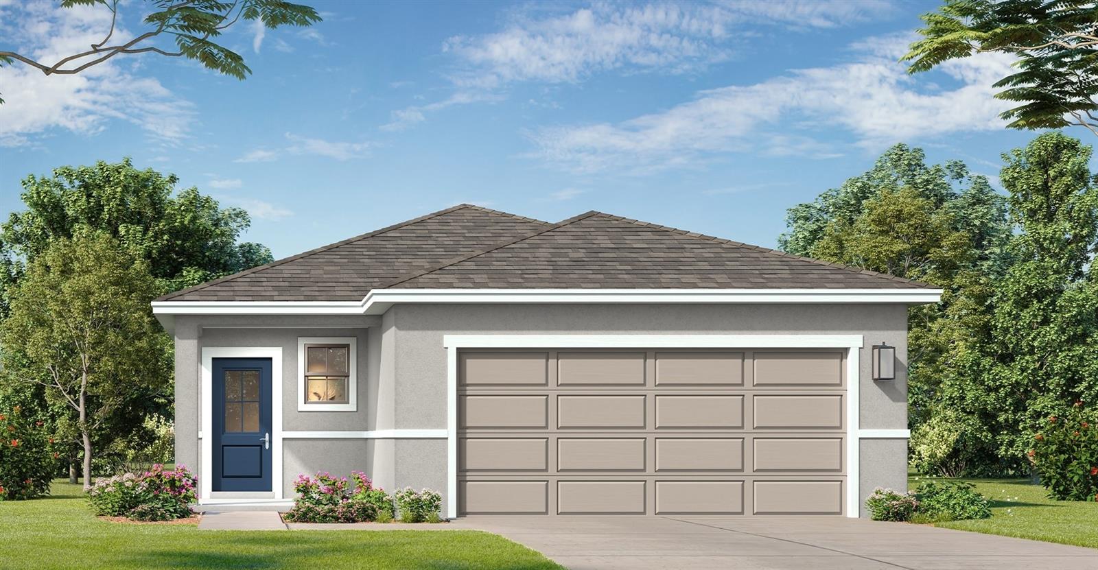 Under Construction. Beautifully designed, the Atlantic floor plan with a traditional elevation offers the perfect combination of comfort, style, and functionality. This open-concept home features a seamless flow between the kitchen, dining, and living areas, creating an ideal layout for both everyday living and entertaining. The kitchen serves as the heart of the home and showcases the Level 2 package, including gray soft-close cabinets, quartz countertops, and elegant 12x24 tile flooring. An oversized kitchen island provides additional prep space, casual seating, and a natural gathering spot. The private primary suite is tucked away at the back of the home and features a spacious walk-in closet and well-appointed bath. Two secondary bedrooms are located at the front of the home and share a full bathroom, offering privacy. Enjoy outdoor living on the covered lanai with paver patio, and appreciate the added curb appeal of the paver driveway. Thoughtfully designed with stylish finishes throughout, this home is ready to impress.