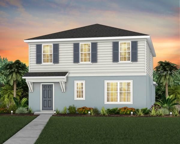 Under Construction. EverBe is a new master planned community where convenience and connections combine to create a new standard for home. Located in Orlando with quick access to 417 & 528, this lifestyle community will offer miles of pathways & trails, wi-fi-enabled green spaces, unique outdoor recreation areas, a fitness center, a clubhouse complex with resort pool, 2G internet, and a waterfront amenity and town center. Get excited for EverBe - everything home should ever be! 

This Florida Mediterian-inspired home offers 4 bedrooms, 3 bathrooms, a loft, a covered lanai, and a 2-car detached rear-load garage. Upon entry, you'll be greeted by a grand foyer with ample storage, including two closets, leading into an open-concept living space. A private hallway off the foyer offers a guest bedroom and full bath, creating an ideal space for visitors. The heart of the home unfolds into a spacious kitchen, café, and gathering room, with seamless access to the covered lanai—ideal for indoor-outdoor living. The chef’s kitchen is a true standout, featuring a large center island, corner walk-in pantry, and stainless steel appliances, including a microwave and a refrigerator. Elegant Trenton Seaboard cabinetry, a decorative tile backsplash, and Lagoon Pol countertops complete the space, ensuring both style and functionality. Upstairs, the luxurious owner’s suite provides the perfect retreat, tucked at the rear of the home for ultimate privacy. The spa-inspired en suite bathroom boasts a glass-enclosed shower, a quartz-topped dual vanity, and a spacious walk-in closet, creating a sanctuary of relaxation. Two additional bedrooms, sharing their own dedicated hallway, offer added privacy and comfort, while a full bathroom serves the space. The second floor also includes two linen closets, a laundry room, and a large loft area—ideal for flexible living. Thoughtful luxury touches throughout the home include Wood-Look Luxury Vinyl flooring on the first floor (except the first-floor bedroom, which features plush, stain-resistant Shaw brand carpeting and the bathroom which is tile), carpeting on the staircase and second-floor bedrooms, tile in the bathrooms and laundry room, and pre-wiring for pendant lighting. For added convenience from day one, this home comes complete with 2" faux wood blinds, as well as a washer and dryer! This exquisite home offers the ultimate in luxury, convenience, and modern design—everything you need to live and relax in style.