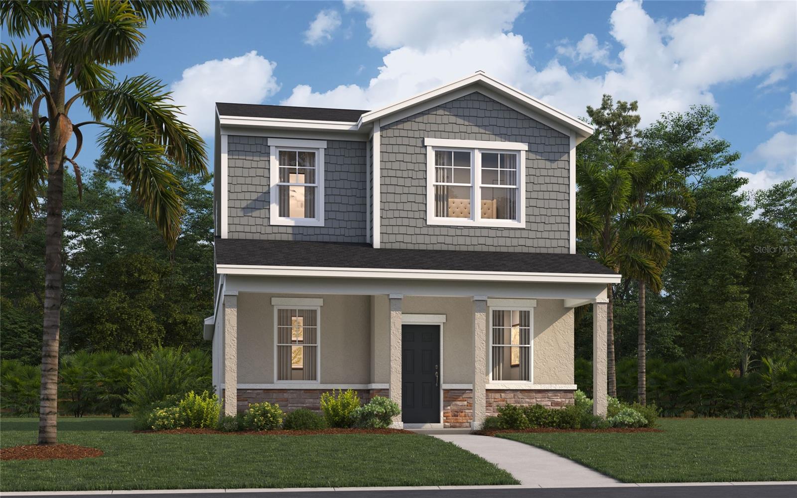One or more photo(s) has been virtually staged. Under Construction. Stanley Martin builds new construction homes in the Brack Ranch community in St. Cloud, Florida. This neighborhood is ideally located midway between downtown Orlando and the beaches of Florida's east coast. You'll have the best of both worlds- the excitement of the city and the tranquility of the coast right at your fingertips. Downtown Orlando and its famous theme parks are just 25 miles away, and I-95 is only 35 miles away, making for an easy commute. With easy access to SR-417, SR-528, US-192, and Florida's Turnpike, your commute will be a breeze. Plus, with Orlando International Airport just a 15-minute drive away, travel is a breeze. It's not just about the surroundings: Brack Ranch is packed with amenities designed to enhance your lifestyle. Take a dip in the pool, relax in our clubhouse, or explore the many hiking trails.
The Mae, a brand-new 2-level single-family home design with a clever open-concept layout, a rear 2-car garage, and energy-efficient features is ideal for both hosting and unwinding. On the first floor is a roomy kitchen with a pantry for added storage, a dining area, a great room, and a powder room. Upstairs, discover a primary suite with a walk-in closet and a double vanity bath, along with a conveniently located laundry room to spare you from lugging clothes up and down the stairs. Utilize the two extra bedrooms upstairs for family or guests. *Photos are from a similar home.