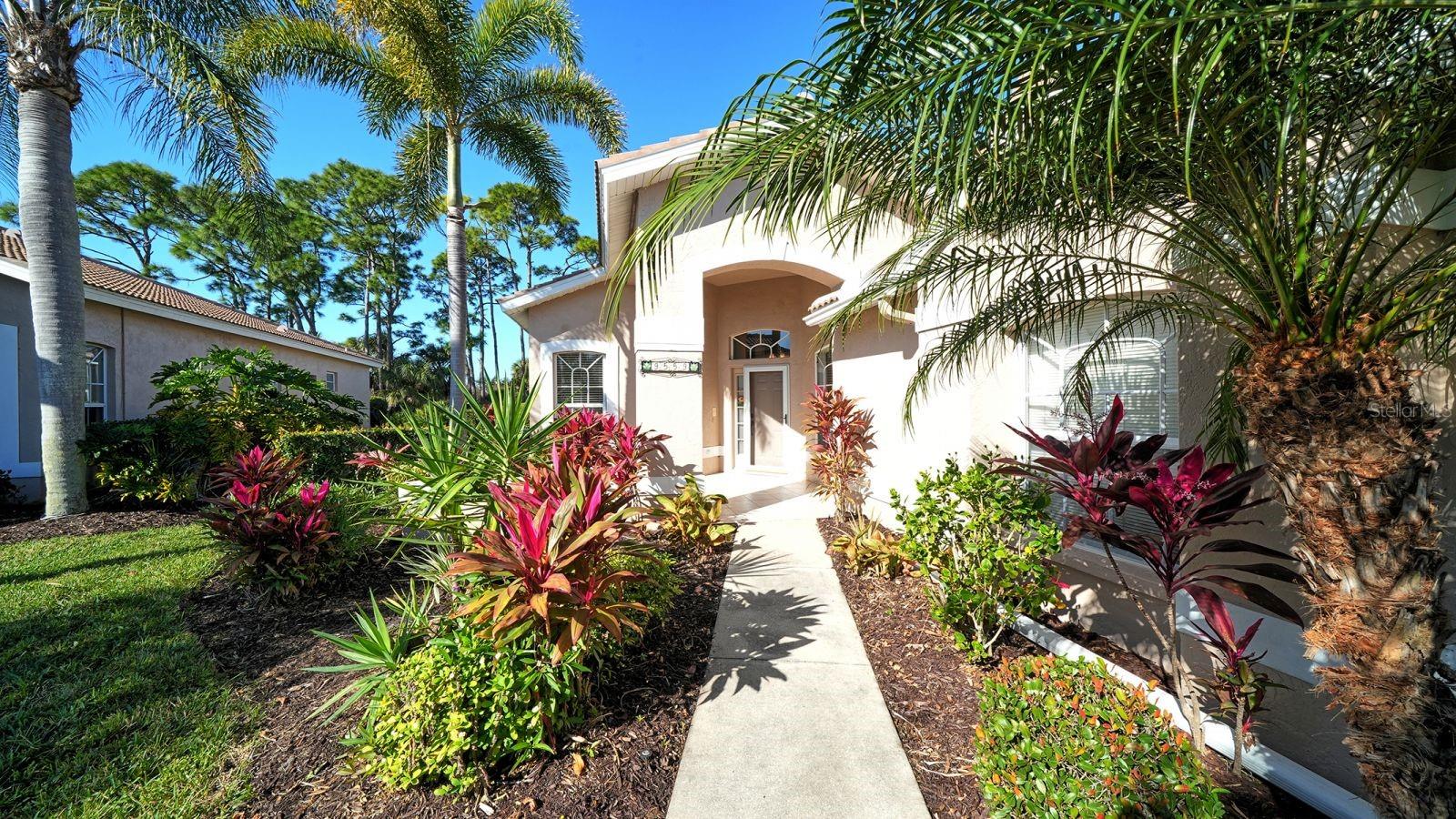VILLA ON FOREST HILLS CIR. at Stoneybrook Golf & Country Club, this well-maintained residence offers 2 bedrooms, two baths, a den/office, a private pool, and a two-car garage making this an exceptional vlaue.  There is a new roof and a newer air conditioning system, ensuring peace of mind for years to come.  The villa is perfectly positioned on the right side of the circle, providing morning sun on the front entry patio and full afternoon sun by the inviting pool area - ideal for outdoor relaxation and entertainment.  (For those social gatherings, the Forest Hills Community Pool is very close by.) Inside, the kitchen has the unique feature of a skylight that fills the space with natural light, creating an inviting atmosphere for cooking and gathering.  The laundry room serves as an entryway to the spacious two- garage, and the bright and sunny den/office is separated from the living area behind beautiful etched glass.  Sliding glass doors from the living room showcase the crystal clear pool.  The home offers tremendous potential to make it your own, whether you're looking for a vacation retreat, an income property, or a full-time residence.  Stoneybrook Golf & Country Club offers an amenity-rich lifestyle, featuring a newly modernized, amazing Kipp Schulties golf course, a beautiful clubhouse with restaurant and gathering rooms, a spacious heated pool and several Har Tru lighted tennis courts, pickleball courts, bocce ball, and all of the activities one would expect from a country club.  The location on Paler Ranch is just a short drive from the pristine beaches of the world-famous Siesta Key beach, shops, and restaurants, and the community borders the very popular Legacy walking and biking trail.  This is an opportunity to enjoy the country club lifestyle and your own little piece of paradise.