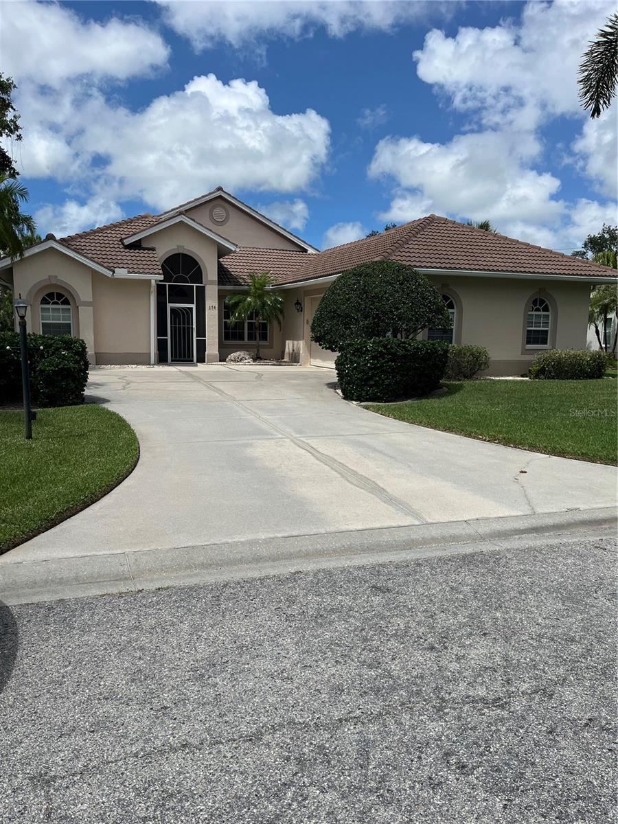 Attractive gated entrance to Hidden Lakes Club with an excellent community club house that includes a exercise room, meeting room, heated pool, tennis/pickleball/sport court plus shuffleboard.  The neighborhood is nicely landscaped and shows pride of ownership throughout. Convenient to catch I-75 to all the arteries so you get around quickly, as well as to the City of Venice and the beaches.
  This Clean and well kept, 3 bedrooms, two bathrooms home built in 2000, but it shows like a new home since it has had new AC, Water Heater, Carpet and Appliances in the last few years.  Ceramic Tiled living areas and carpeted bedrooms and office all in excellent condition. There is a nice sized dining area next to the kitchen with windows to the nicely landscaped and sizeable back yard backed up to green area and a pond in the distance. The homes are not pinched together but have nice spacing.
There is an inside laundry room with cabinets and newer laundry machines for your use.  The garage is a roomy two car that has some additional width for storage and an extra refrigerator.
  The landlord pays for standard lawn maintenance and fertilizing.  Come take a look, you will not be disappointed in this lightly used rental home!