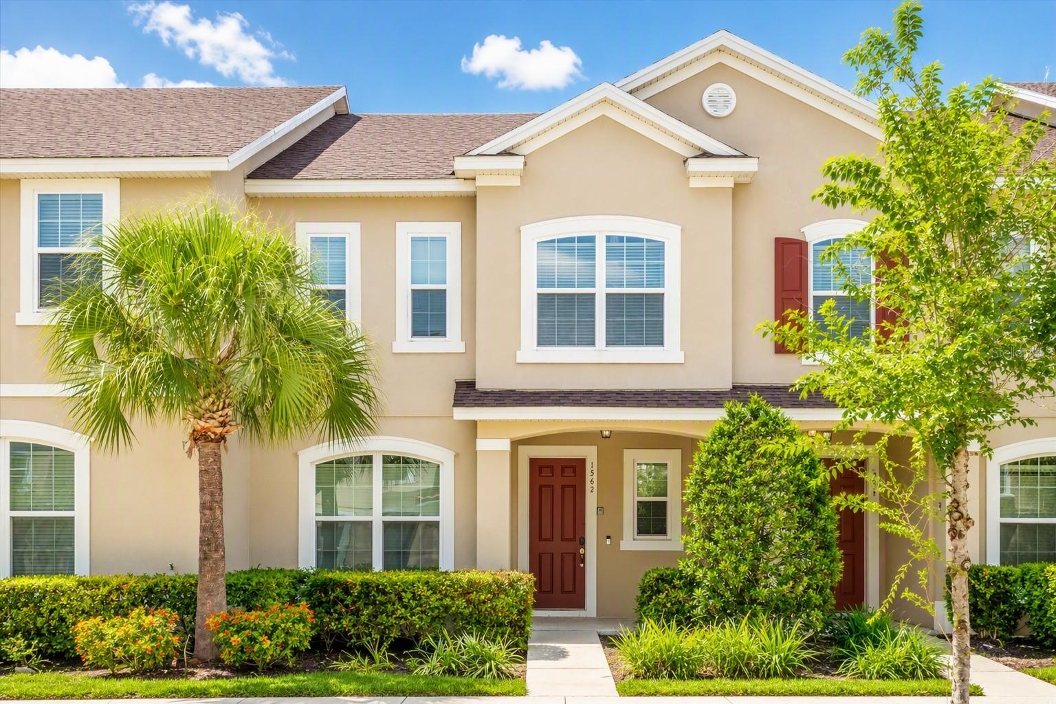 Welcome to 1562 Carey Palm Circle in Solara Resort! This beautifully furnished 3-bedroom, 3.5-bathroom townhome offers the perfect blend of comfort, style, and investment potential. The open-concept floor plan features a spacious living area, a modern kitchen with granite countertops, stainless steel appliances, and a large island ideal for entertaining. 
Step outside to your private screened patio with a refreshing plunge pool, or take a short walk to the Solara Resort Clubhouse, conveniently located just next door. Enjoy world-class amenities including a resort-style pool, water slides, surf simulator, fitness center, sports courts, arcade, restaurant, and more. Located just minutes from Walt Disney World, shopping, dining, and major attractions, this turnkey property is ideal as a primary residence, vacation home, or income-producing short-term rental. Don't miss this incredible opportunity to own in one of Central Florida's premier resort communities!