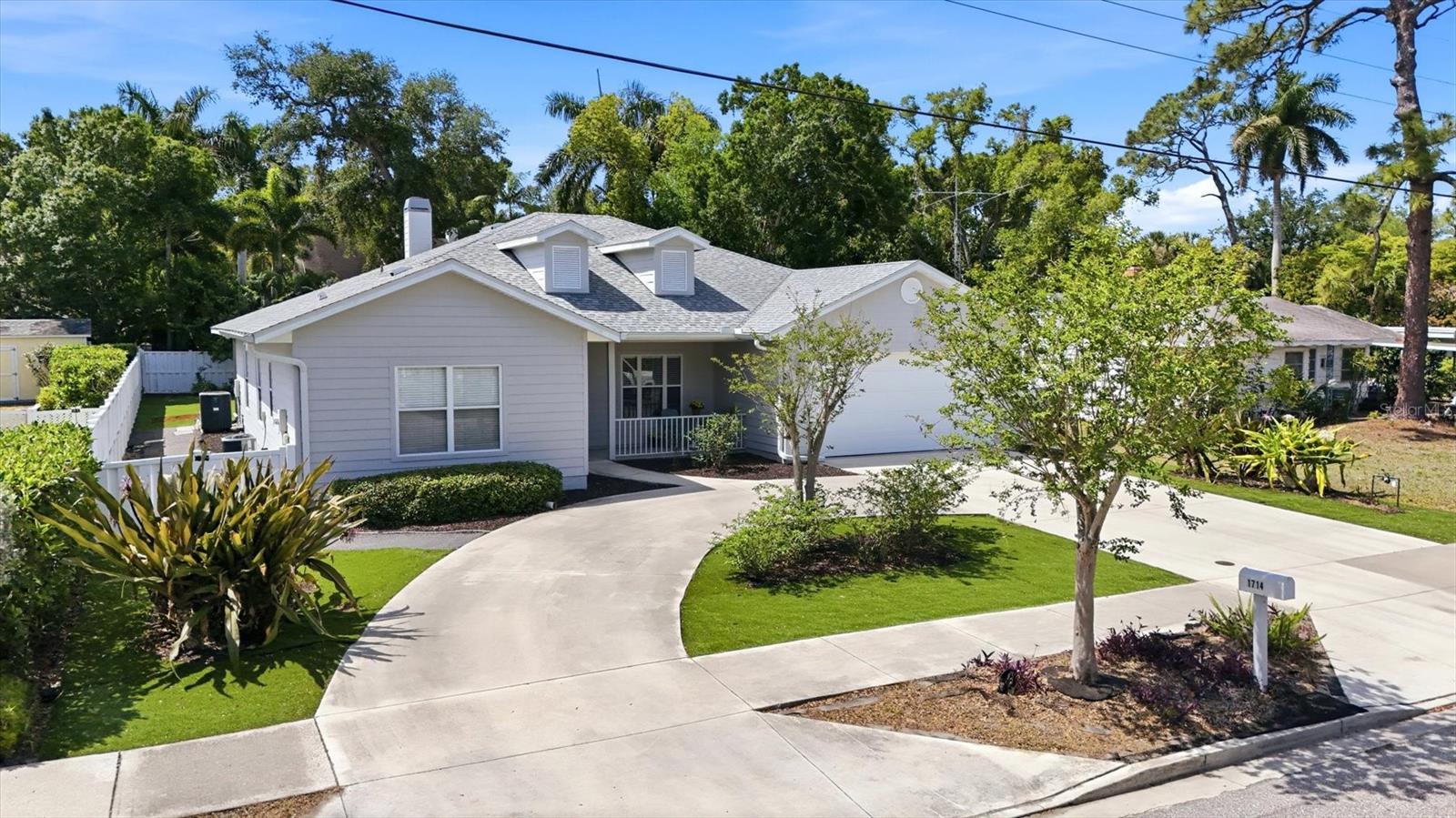 Rarely available 2001 built one story home on a 75 ft wide lot in the prime heart of West of Trail/ Southside Village area. One block to Sarasota Memorial Hospital and 3 blocks to the ever popular Southside Village shops and restaurants. A "true" neighborhood, Hudson Bayou is one of the most sought after areas to live in. This 4 bedroom (split bedroom plan) 3 full bath pool home has high ceilings and an oversized 2 car garage. The primary bathroom has a curbless oversized shower.