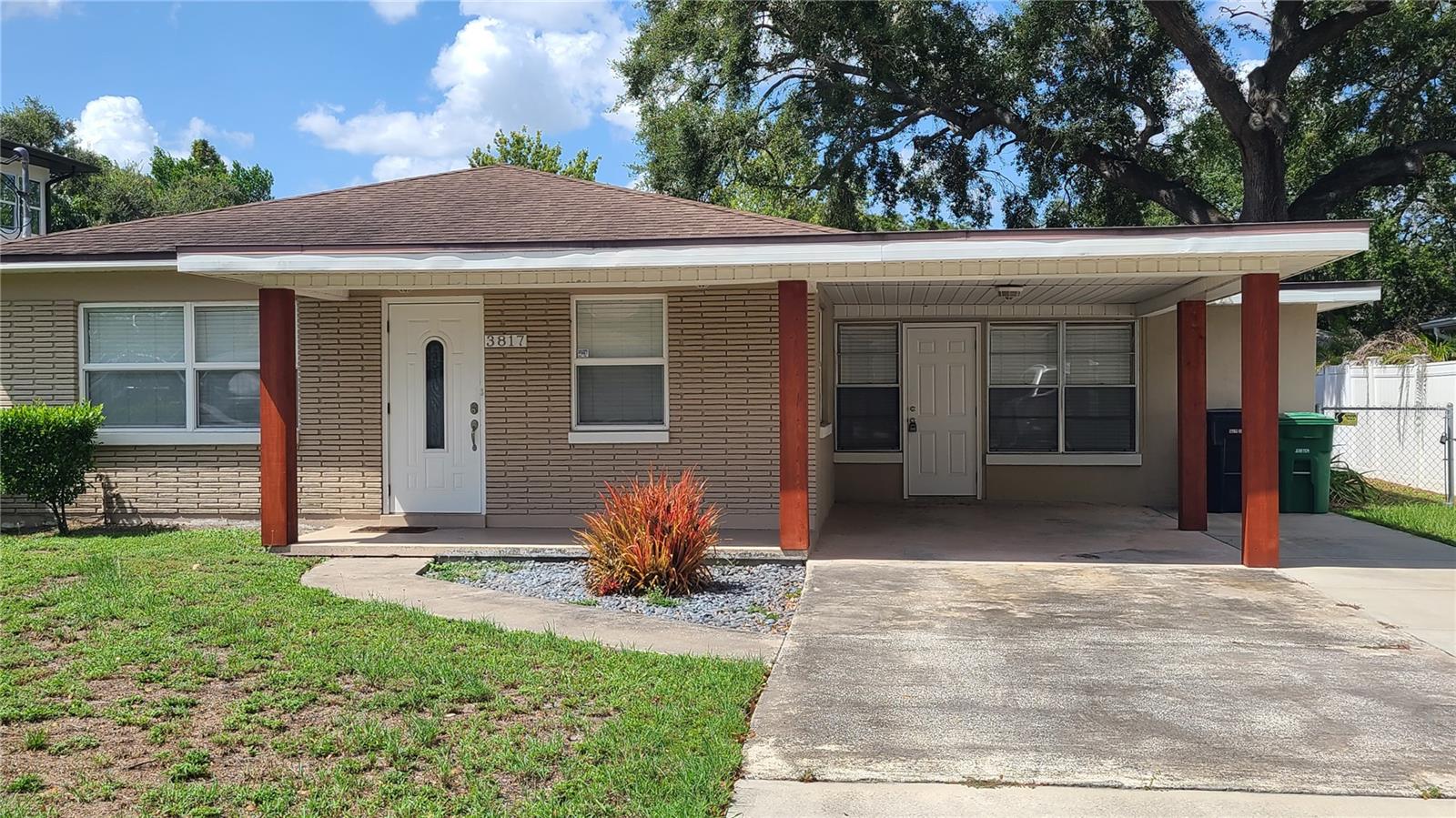 South Tampa. Beautifully kept 3-bedroom 2 bath home located 2 minutes from Plant high school. This home features an open floor plan with a mixture of Bamboo flooring and ceramic tile.  The updated kitchen has solid wood cabinets, granite counter tops and stainless-steel appliances. There is a screen in patio and large fenced in yard. There are plenty of restaurants, shopping, entertainment and gyms in the immediately area. This home is located close to all major highways, approximately ten minutes from Tampa international airport and downtown area. Enjoy the entertainment on the Tampa River walk and the Channel side. The lawn service is included and there is a washer and dryer in the laundry room.