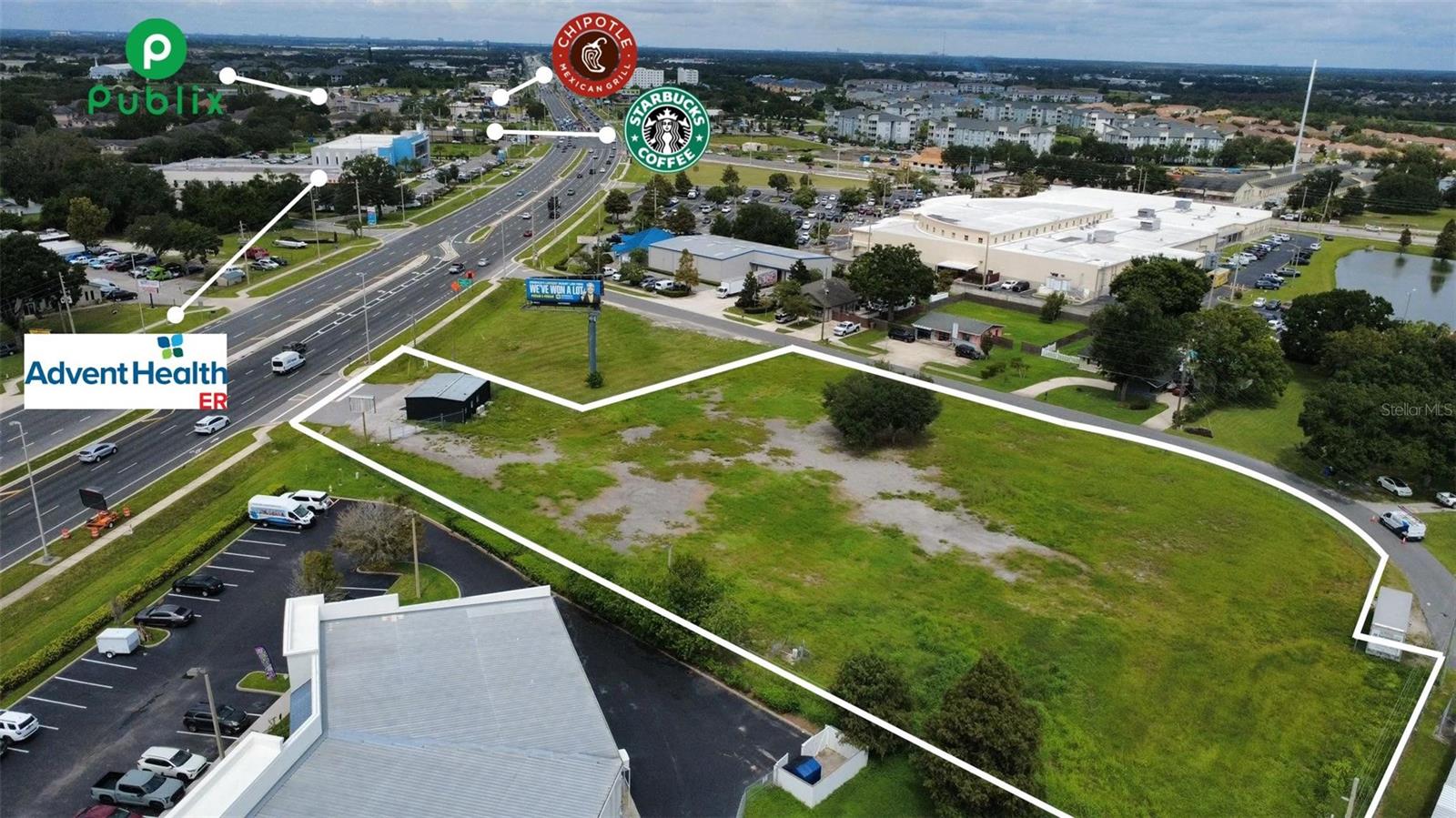 Excellent investment opportunity featuring 1.9 acres across two parcels, including a fully renovated 875 SQFT building. The property is completely fenced, cleared, and ready for immediate use.

Prime Location: Easy access to Florida Turnpike, Neo City, and newly developed retail centers.

High Exposure: Direct visibility along Highway 192, offering strong traffic counts and business potential.

Turnkey Ready: Renovated structure and clean site provide immediate functionality.

Contact us today to schedule a private showing and explore the possibilities this property offers.