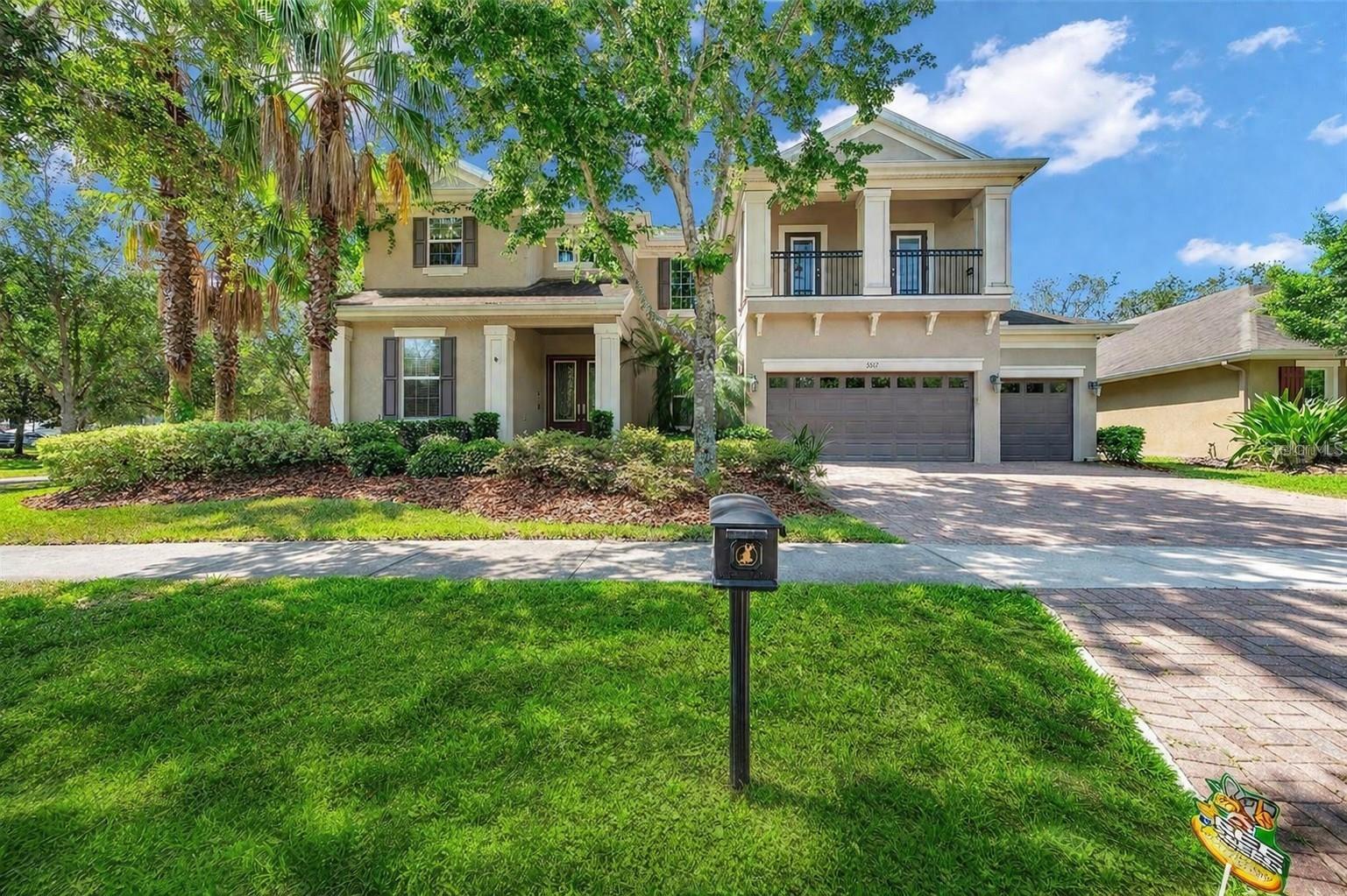 Upgrades galore in this GORGEOUS Westbay pool home situated on 1/4 acre CONSERVATION and CORNER lot with no back, front, or left side neighbors, on a tree-lined street in the desirable community of Starling at Fishhawk with LOW HOA! This 4,329 SF, 3-car garage gem has 2 primary suites and 3 additional bedrooms - 5 bedroom and 4 1/2 bath home. Through the double front doors you will immediately fall in love with the upgraded floors and the MASSIVE amount of SPACE and OPEN FLOOR PLAN. Downstairs you will find a formal dining room, over-sized family room, two primary bedrooms with en-suite bathrooms, kitchen, laundry room and a half guest bathroom. The formal dining room is large enough to fit all your dining room furniture or your billiard table. The kitchen and family room are enormous and will accommodate your guests for holidays and parties. The family room has a soaring two-story high ceiling, beautiful accent wall, 6 sliding doors that face the pool and open into the wall to add outdoor space to your family room, upgraded power blinds that cover the six sliding doors and crown molding. The eat-in kitchen is truly a chef’s dream with an abundance of upgraded 42” raised panel cabinets, granite countertops, a gas stove top, upgraded stainless steel appliances, recessed and pendant lighting, an island that seats 7 counter-high barstools, a walk-in pantry, a built-in desk, and a breakfast nook that faces the pool. The two primary suites are found on the first floor and both have beautiful, upgraded vinyl plank flooring, tray ceilings, ceiling fans, walk-in master closets, en-suite bathrooms with dual sinks, separate shower and a jetted tub. Suite one has added features with built-in cabinetry in the walk-in closet, and over-sized cabinets, countertops and mirror in the bathroom. Suite two has a door that leads to the pool area. The laundry room comes with a full-size upgraded Whirlpool washer and dryer, a window, a sink, and plenty of cabinets and countertops. Up the beautifully designed and spindled stairway you will find brand new vinyl plank flooring throughout, 3 additional bedrooms, two full bathrooms, and a media room.  Bedrooms three, four and five all have ceiling fans and recessed lighting. Bedroom 5 is soundproof and could be for the musician in your family. The bathrooms both have dual sinks and a shower/tub combination. The media room does have a closet so could be used as a sixth bedroom, playroom, very large office or extra family room.  It has two doors that lead to a private balcony. This home has an abundance of storage space, including under the stairs storage. Step out back to cool down in the pool and enjoy the conservation view. The pool is surrounded by a large pavered and screened in lanai big enough for all your furniture, pool toys and your grill. The backyard is fully screened in for your pets and little ones. The 3-car garage is equipped with two hanging storage racks for extra storage space. This home comes with some amazing upgrades and on the top of the list is an almost new full house 20k generator. Other upgrades include a whole house vacuum system, alarm system, Culligan filtered water system, tankless water heater, intercom system, and a ring doorbell. FishHawk Ranch is a desired community with A-rated schools, so many amenities including an Aquatic Club, Starling Club, many pools & clubhouses, restaurants, daycares, walking trails, and  sports complex.  Schedule a tour today to make this your next home!
