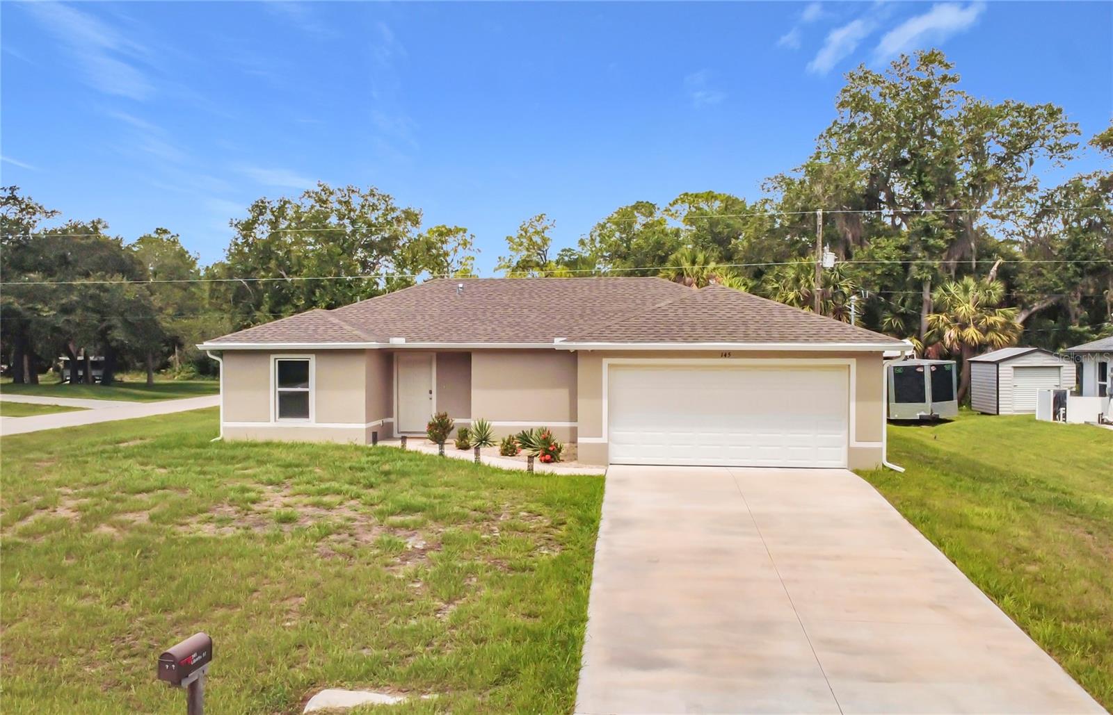 Newer Single Family Home, built in 2023. House offers functional floorpan with 3 bedrooms, 2 baths, split bedrooms, 2 car garage. Kitchen equipped with sizable counter space and an island, plus the pantry. Primary bedroom suit hosts bathroom with walk-in shower and a walk-in closet. House sits on a corner lot with a substantial backyard for outdoor activities. Not in a flood zone!! No HOA! No CDD! Well maintained home, ready to move in!!! Quiet neighborhood set away from commercial hubs but also minutes away from all necessities of life, such as stores, restaurants, main roads, parks, schools and more!!! Come and see this charming home!!!