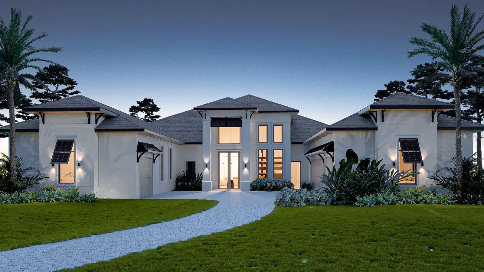 Under Construction. Introducing the newest luxury model by Bold Signature Homes—an extraordinary custom estate designed to elevate modern living in Bella Collina. Perfectly positioned on homesite 267E, this architectural showpiece blends clean contemporary lines with warm organic finishes, creating a home that feels both refined and inviting.

Spanning an impressive single-story layout, this thoughtfully designed residence offers expansive open-concept living with soaring ceilings, walls of glass, and seamless indoor-outdoor flow. The dramatic great room serves as the heart of the home, anchored by a statement fireplace, designer finishes, and breathtaking volume that fills the home with natural light.

The chef’s kitchen is a true showpiece, featuring custom cabinetry, premium appliances, oversized island seating, and an impressive butler’s pantry designed for elevated entertaining and effortless organization. An adjacent summer kitchen and glass-enclosed wine room create a seamless flow for hosting on any scale, while private flex spaces and a dedicated office add versatility to the design.

The luxurious primary suite is a true retreat, offering spa-inspired serenity with a lavish bath, oversized closets, and tranquil views of the outdoor living spaces. Secondary bedrooms provide privacy and comfort for family and guests, while the detached fitness suite creates the ultimate wellness experience.

Step outside to your private resort-style oasis, complete with an expansive covered lanai, custom pool and spa, sun shelf, and generous entertaining areas designed for unforgettable evenings. With the home facing west, the striking front elevation is beautifully illuminated by warm afternoon light and golden-hour curb appeal.

A rare opportunity to own Bold Signature Homes’ newest fully furnished showcase model in Bella Collina, where timeless architecture meets resort-style living just moments from the clubhouse, championship golf, spa, dining, and world-class amenities. This fully furnished model home is being offered with a leaseback to Bold Signature Homes for continued use as their showcase residence—contact listing team for leaseback terms and details. As an added incentive, the developer will defer the $40,000 Sports Membership deposit at closing.