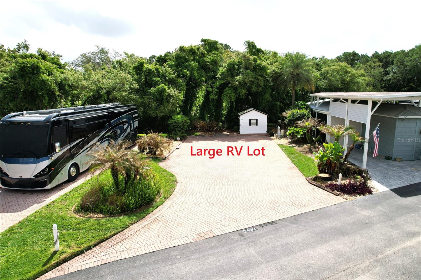 WELCOME TO DEER CREEK RV & GOLF COUNTRY CLUB!  Enjoy RESORT STYLE LIVING at its best at this 55+ Gated Oasis! Park your CLASS A MOTORCOACH on this PREMIER RV LOT in Regal Pointe located in the highly sought after Deer Creek Community!  Don’t have an RV? Build your new Florida Getaway here!  If you’re looking for the perfect spot to park your rig or a great spot to build in the sunshine state, this is it!  The 45 x 93 ft. lot boasts pavers complete with full hook-up & 50-amp service with water available on two sides!  Beautifully landscaped & ready for your building plans or a great place to park your Class A Motorcoach!  You’ll love the finished CASITA (10 x 12 Smith Built Shed) with extra living space complete with bathroom, shower, toilet & extra storage for your bikes, golf clubs & pool toys! Enjoy sipping your coffee or reading your favorite book overlooking the serene, peaceful backyard with an amazing view of the woods!  The Regal Pointe Community Clubhouse, Pool, Hot Tub, Fitness Center & many FUN activities are just a golf cart ride away!  If you love RESORT style living, this is the place for you!  Deer Creek Community has a MAIN CLUBHOUSE offering a variety of social events throughout the year such as Karaoke, Trivia, Cardio Drumming, Line Dancing, Crafts, Swing Dancing & more!  Soak up the sun at Deer Creek’s MAIN pool, cabana & hot tub area! Try water volleyball, pickleball, tennis, shuffleboard or pool aerobics!  Love golfing? Check out Deer Creek’s 18 Hole Executive Golf Course Leagues & shopping at the Pro Shop! The Tiki Bar or The Topside Tavern is a great place to meet new friends with occasional live bands & music! The Greenside Grill is perfect for onsite dining!  Deer Creek is centrally located in Davenport just 20 minutes from Disney & all the attractions that families enjoy! Hop on your golf cart & ride to many restaurants & shops nearby. Bealls, Marshalls, Target & Star Bucks are in Posner Park less than a mile away! A new Publix is opening soon just across the street! Call today to view this HIDDEN GEM in sunny Florida! Just 1.5 hours to each coast!