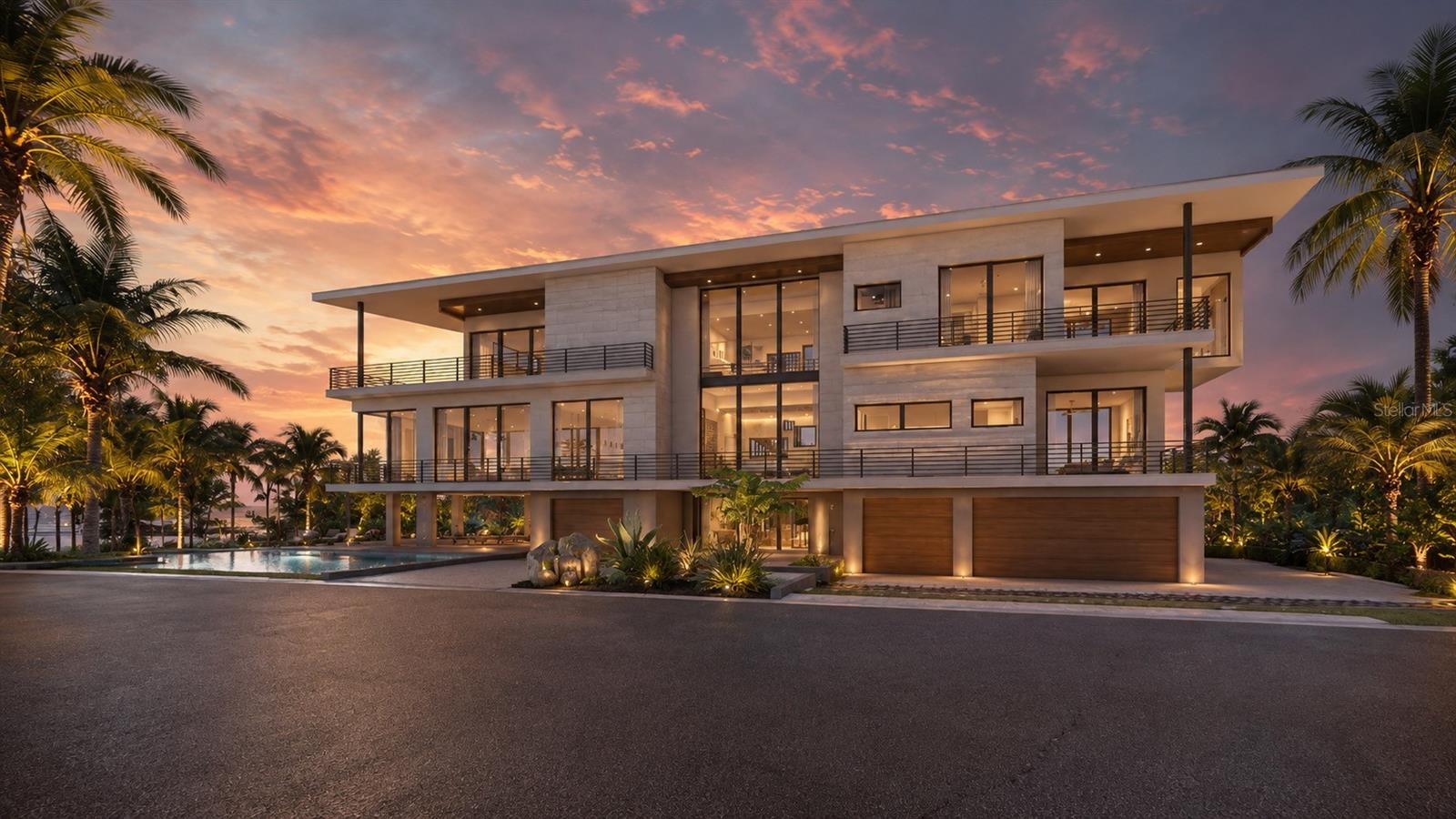 Pre-Construction. To be built. An extraordinary opportunity on Casey Key, set across 1.37 private acres with an exceptional 300 feet of deep-water bay frontage, one of the most expansive and coveted waterfront parcels on the island. Thoughtfully designed as a modern coastal estate, this residence will offer over 5,400 square feet under air, featuring 5 bedrooms, 5 full baths, 1 half bath, a private elevator, and a 5 car garage, all crafted to capture sweeping panoramic water views from nearly every room. Floor-to-ceiling glass, soaring ceilings, and seamless indoor-outdoor transitions define the home’s architectural vision, blending refined design with the natural beauty of its surroundings. The open-concept layout is designed for both elevated daily living and effortless entertaining, with expansive living spaces that flow onto multiple waterfront terraces. Outdoor living is equally impressive, anchored by a resort-style pool and spa, outdoor kitchen, and generous lounge areas overlooking Sarasota Bay. The property’s significant water frontage allows for an extended private dock with excellent depth, ideal for accommodating larger vessels and delivering direct access to the Intracoastal Waterway and Gulf. Adding to its rarity, the estate includes deeded beach access directly across the street, offering private entry to the pristine Gulf shoreline, an increasingly scarce feature even among Casey Key’s most exclusive homes. Positioned on one of Florida’s most private barrier islands, home to fewer than 400 residences and free of high-rises or traffic lights, this offering delivers a unique blend of seclusion and accessibility. Located just minutes from the dining, shopping and cultural amenities of Sarasota and the charm of Venice, the property embodies the ultimate coastal lifestyle. This is a rare opportunity to secure a generational waterfront estate with the potential to customize finishes and create a truly bespoke residence in one of Florida’s most coveted coastal enclaves.