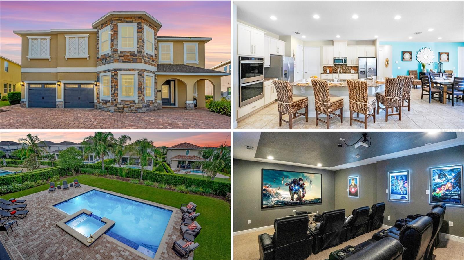 Welcome to the Crown Jewel of Encore at Reunion! This extraordinary 11-bedroom, 13-bathroom (11 full, 2 half) LUXURY RESORT ESTATE is one of Encore's most celebrated and HEAVILY BOOKED short-term rentals - a rare, one-owner masterpiece sitting on ONE OF THE LARGEST LOTS IN ALL OF ENCORE, offering an unparalleled opportunity to own a proven, HIGH-PERFORMING ASSET.
Located just minutes from Disney and Central Florida’s world-famous attractions, 7734 Graben delivers the ideal combination of luxury lifestyle, guest experience, and income-producing potential. Sold FULLY FURNISHED with timeless coastal-inspired décor and designer-selected finishes, this TURN KEY property has been thoughtfully curated to maximize both owner enjoyment and rental performance.
Designed for unforgettable vacations and effortless entertaining, this expansive estate offers 10 bedrooms with private ensuite baths, including three spacious primary suites. The downstairs primary retreat features oversized walk-in closets, while two upstairs primaries open directly to an OVERSIZED BALCONY where guests can enjoy Disney fireworks and Kennedy Space Center rocket launches.
Every space in the home was designed for creating lasting memories. Guests can enjoy a PRIVATE LUXURY THEATER with projection screen and tiered cinema seating, a large upstairs entertainment loft with brand-new pool table, professional shuffleboard table, and classic Pac-Man cocktail arcade, plus a resort-style game room complete with epoxy flooring, dual air hockey tables, foosball, and ping pong.
THEMED SUITES add personality and excitement for guests of all ages, including “Stitch’s Island Surf Shack,” “Wild Safari Adventure Suite,” and “Flamingo Oasis.” Recent updates including freshly painted interiors and new outdoor furnishings help the property feel fresh, polished, and ready for immediate enjoyment.
At the center of the home is a spacious kitchen featuring granite counters, 42-inch white shaker cabinetry, breakfast bar seating, dual refrigerators, dual dishwashers, coffee bar, and walk-in pantry. The open-concept layout flows seamlessly into the main living and dining spaces, making it ideal for vacation group travel.
Outside, the private resort-style backyard creates the ultimate Florida retreat with an oversized heated pool and spa, expansive paver patio, tropical landscaping, covered lanai with ceiling fans, and outdoor grilling area. Whether relaxing poolside after a park day or enjoying evenings under the stars, the outdoor living spaces are designed for both relaxation and connection.
Additional upgrades and conveniences include luxury vinyl plank flooring, hardwood staircase treads, tankless water heaters, two A/C units, upstairs and downstairs laundry rooms, abundant storage, ceiling fans throughout, and an oversized paver driveway.
Located just a short walk from Encore’s resort amenities, owners and guests enjoy access to the waterpark, pools, clubhouse, restaurant and bar, fitness center, tennis and volleyball courts, concierge services, shuttle transportation to the parks, and more. HOA dues include fiber optic internet, cable, landscaping, irrigation, valet trash service, pest control, and gated security.
Whether you are looking for a luxury vacation home or a proven short-term rental that helps offset ownership costs while creating incredible experiences, 7734 Graben offers a rare opportunity to own one of Encore’s standout properties, schedule your private showing today!