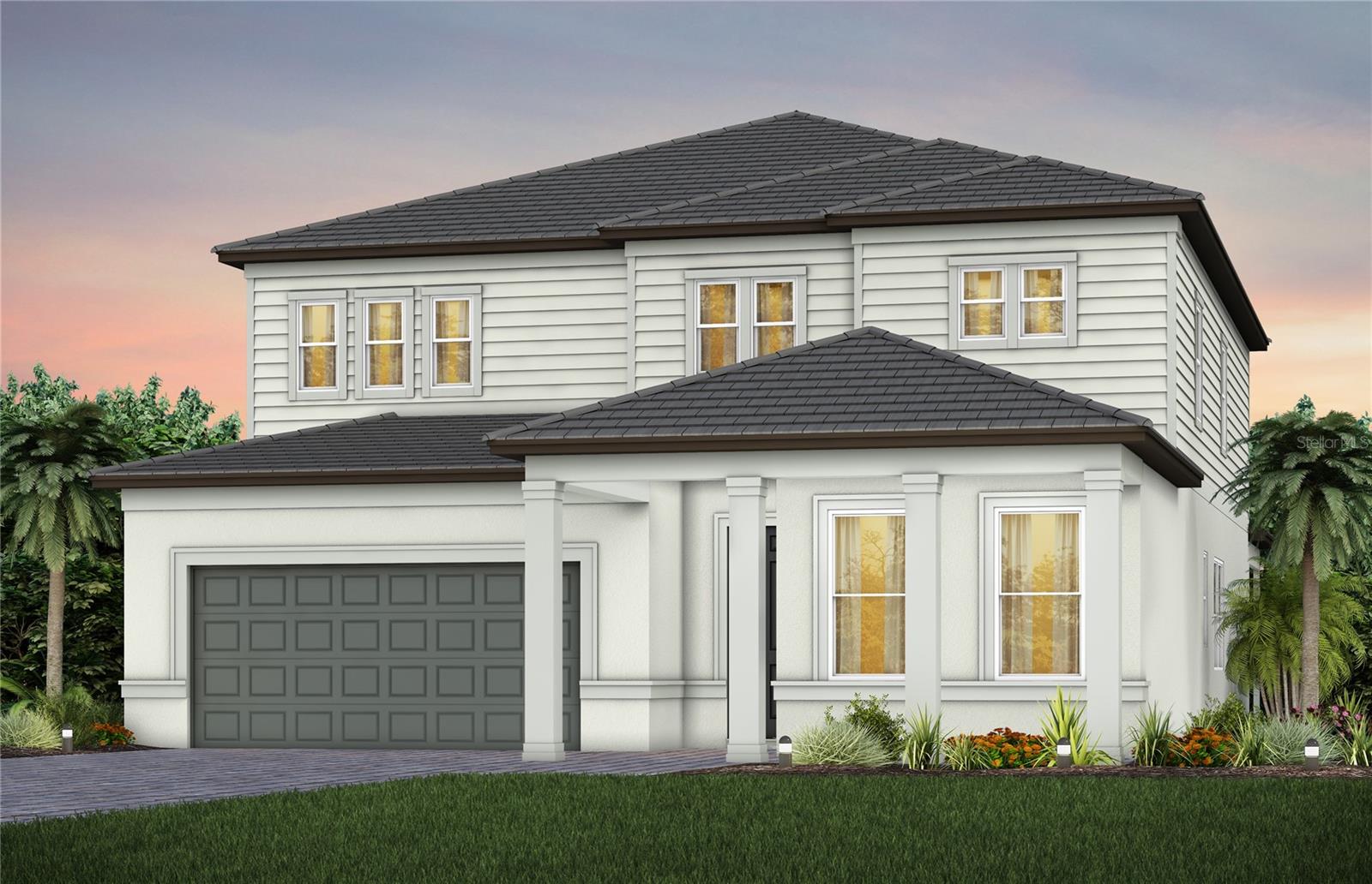 Under Construction. Pulte Homes is Selling in Two Rivers! Two Rivers is a master-planned community near Wesley Chapel that is enveloped by woodlands, grasslands, and waters. Amenities will include a clubhouse with a resort-style pool, fitness center, nature trails, parks, shared green spaces, and so much more. 
Featuring the new, consumer-inspired Scarlett floor plan with an open-concept home design, this home has the designer finishes you've been looking for. The upgraded, designer kitchen showcases a center island and a large single-bowl sink, burlap cabinets, 3cm quartz countertops with 3”x12” tiled backsplash, an oversized pantry, and Whirlpool stainless steel appliances including a dishwasher, built-in oven and microwave, and stovetop with range hood. 
The Owner’s bath has burlap cabinets and 3cm quartz countertops, dual sinks, and a walk-in shower.  There is luxury vinyl plank flooring in the main living areas and flex room, 18”x18” tile floor in the baths and laundry room, and stain-resistant carpet in the bedrooms and loft. 
This home makes great use of space with a 1st-floor bedroom with private full bath, a spacious loft, a versatile flex room, a convenient 2nd-floor laundry room with utility sink, walk-in closets in every bedroom, storage under the stairs, a large, pocket sliding glass doors that open to a spacious covered lanai and a 3-car tandem garage.
Additional upgrades include LED downlights and floor outlet in the gathering room, outdoor kitchen pre-plumb, 8’ interior doors, situated on a corner lot and a Smart Home technology package with a video doorbell. 
Enjoy peace of mind with Pulte’s transferable, 10-year Limited Structural Warranty that covers materials and workmanship in the 1st year, workability of plumbing, electrical, HVAC, and other mechanical systems through the 2nd year, various types of water infiltration and internal leaks through the 5th year, and the structural integrity of the home through the 10th year. Plus, we’re currently offering limited-time incentives and below-market rates!