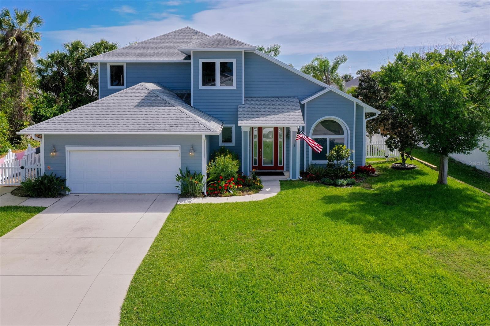 This beautiful beachside home has 4 bedrooms a large bonus room 16.7 X 10.7 that could be a 5th bedroom, gym or office.  There is an additional bonus room off the master suite that is 10.9 X 4.8 for a storage area, office, or reading room.  This home has new carpet and fresh paint throughout.  A full house generator and elevator.  A large eat in kitchen area that overlooks the backyard deck and red rock water fountain.  A formal dining room and large living room with vaulted ceilings with lots of natural light. Granite countertops, black appliances and large pantry.  New deck in back installed in 2019 surrounded by beautifully landscaped yard.  You are walking distance to the no drive beach.  Boat ramp at the end of the street.  Short distance to Flagler Avenue, restaurants and shopping.  This home has been very well maintained and move in ready!  Come and enjoy a piece of paradise! ;Water: City