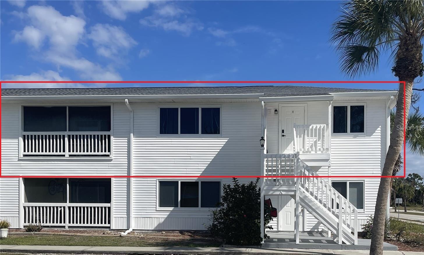 One or more photo(s) has been virtually staged. HUGE Price Reduction on this Spacious 3 BEDROOM 2 Bath Condo in ROTONDA WEST with Large Community Pool. This Second Floor, End-Unit Condo has a Private Stairway and is MOVE-IN Ready. NEW ROOF & IMPACT RESISTANT WINDOWS IN 2023. Public Water & Sewer. Best priced 3 BEDROOM condo in Rotonda West!! Located in The Chatham Condo Association, this 3 BEDROOM condo has an Open Floor plan with a Large Living Room, a Dining Area, and a Kitchen with Ample Cabinetry and a Tiled Backsplash. The Large Primary Bedroom has an Ensuite Bathroom with a Shower Stall, Make-up vanity & Large Linen/Storage Closet. PLUS there are TWO ADDITIONAL Nice-sized BEDROOMS and a Guest Bathroom with tub/shower combo for your Friends & Family. The 3rd BEDROOM is currently being used as an office. This condo has a Convenient Inside Laundry Closet with Stackable Washer & Dryer. Wood Laminate flooring throughout the Living areas and the 3 BEDROOMS and Tile flooring in the Bathrooms. The Light fixtures in the Entry, Dining area, and Kitchen, the Ceiling Fans in the Living Room  and the 3 BEDROOMS, the Sinks, Faucets & Toilets in both Bathrooms, the Doorknobs on all interior doors, the Hot water Heater, the Disposal and 2 Smoke Detectors were all replaced in 2022 along with the Keypad Entry on the Front door. There is Slider access to the Screened-in Covered Lanai/Balcony from both the Living Room & the Primary Bedroom with a View of the Pool - the perfect spot to RELAX & ENJOY your morning Coffee and/or Evening Cocktails. Large Association POOL and Plenty of Parking. Located just 1 mile from Rotonda Community Park that has a playground, Tennis & Pickleball Courts, and a Pavilion with Picnic Tables & BBQ Grills. Rotonda West is a deed-restricted community that offers a Community Center, an on-site storage facility for boats & trailers, multiple Golf Courses, Parks, Nature Preserves, Walking Paths, Bike Trails, and an Abundance of Wildlife. Just a short distance to the Beautiful Gulf Beaches, Barrier Islands & World Class Fishing. This 3 BEDROOM 2 Bath Condo would make a GREAT Year-Round Residence, Seasonal Residence, or Rental Property. Make YOUR appointment to VIEW this 3 BEDROOM Condo TODAY!